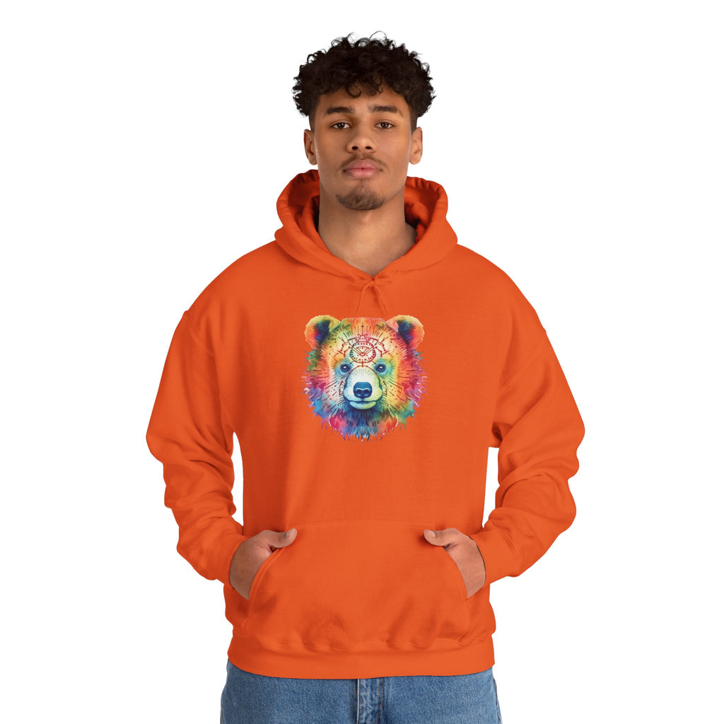 Psychedelic Bear Hoodie – Colorful Mandala Animal Sweatshirt for Artistic, Free-Spirited Style