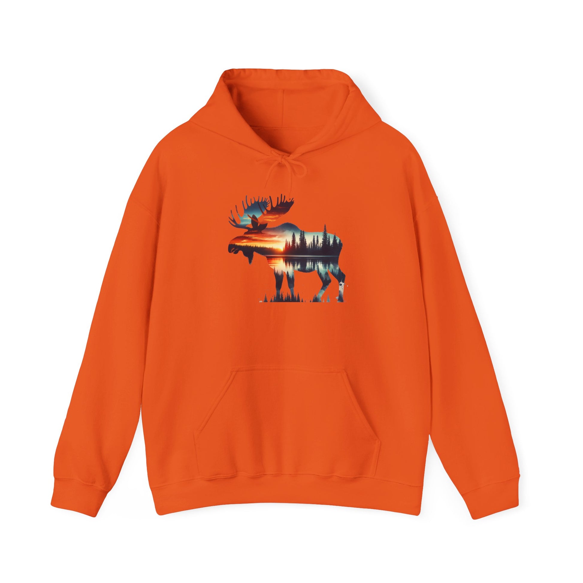 Sunset Wilderness Moose Hoodie – Nature’s Silhouette Adventure Wear