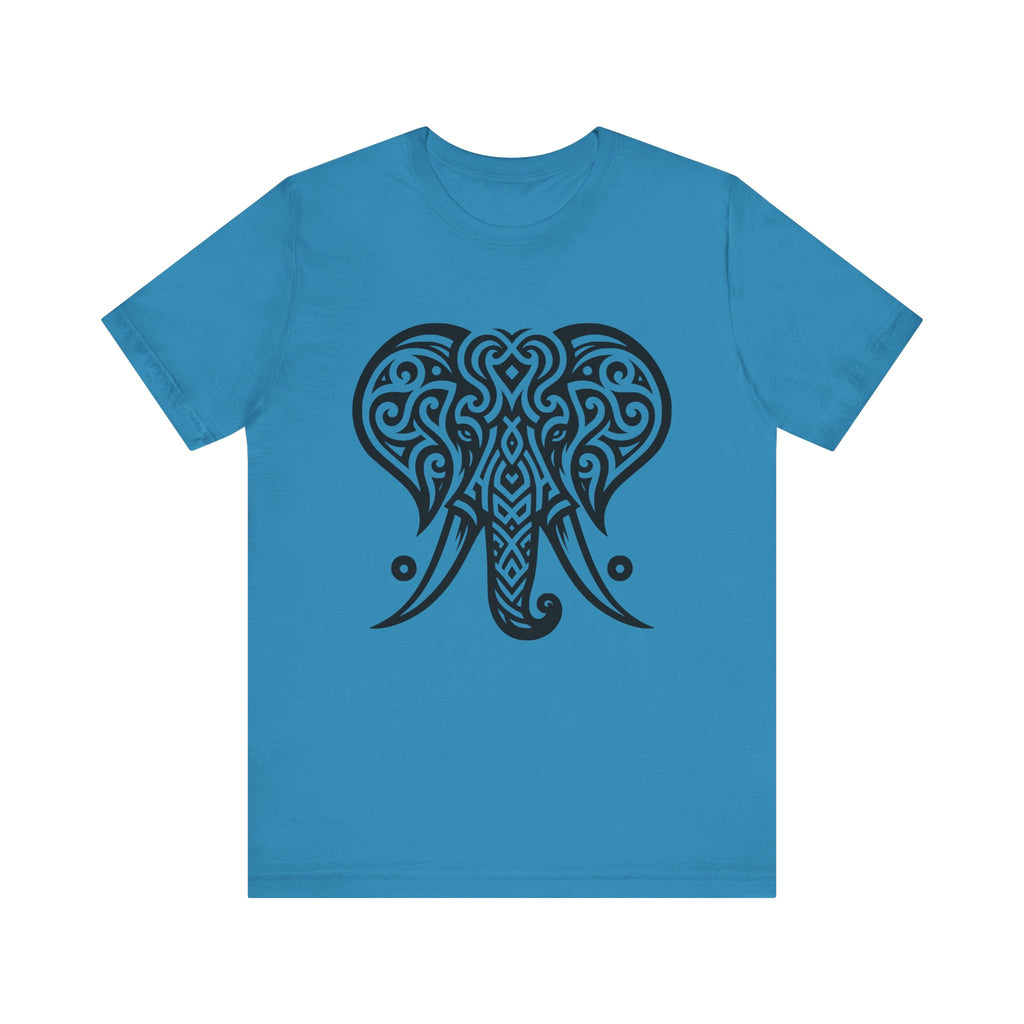 Tribal Elephant T-Shirt – Bold Black Tattoo Art on White Tee