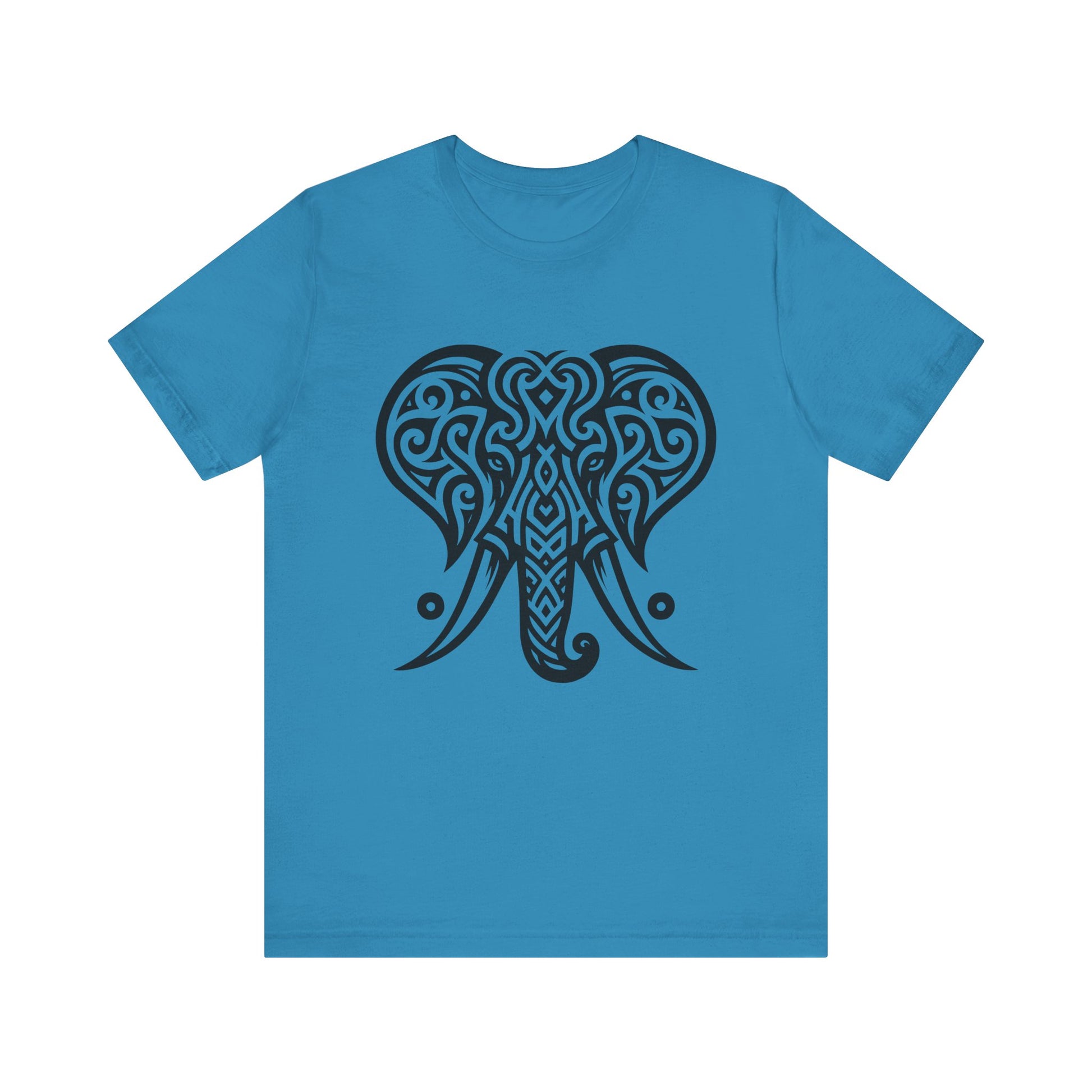 Tribal Elephant T-Shirt – Bold Black Tattoo Art on White Tee
