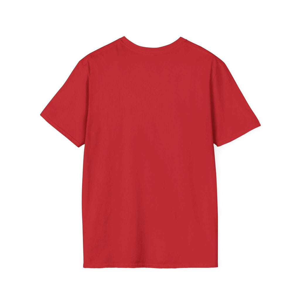 Red unisex Camping Adventure T-shirt made of soft, lightweight ring-spun cotton with a classic fit and crew neckline.