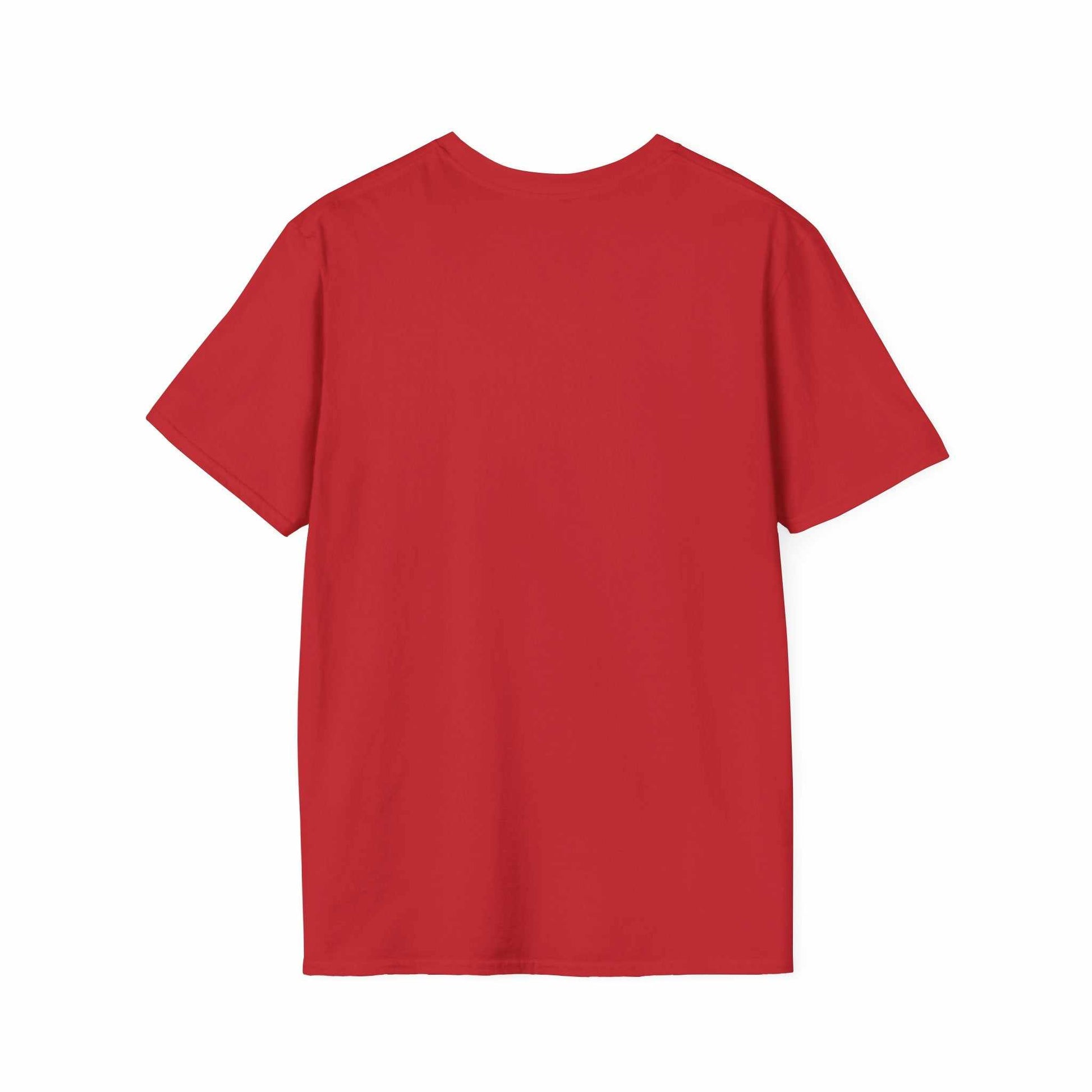 Red unisex Camping Adventure T-shirt made of soft, lightweight ring-spun cotton with a classic fit and crew neckline.