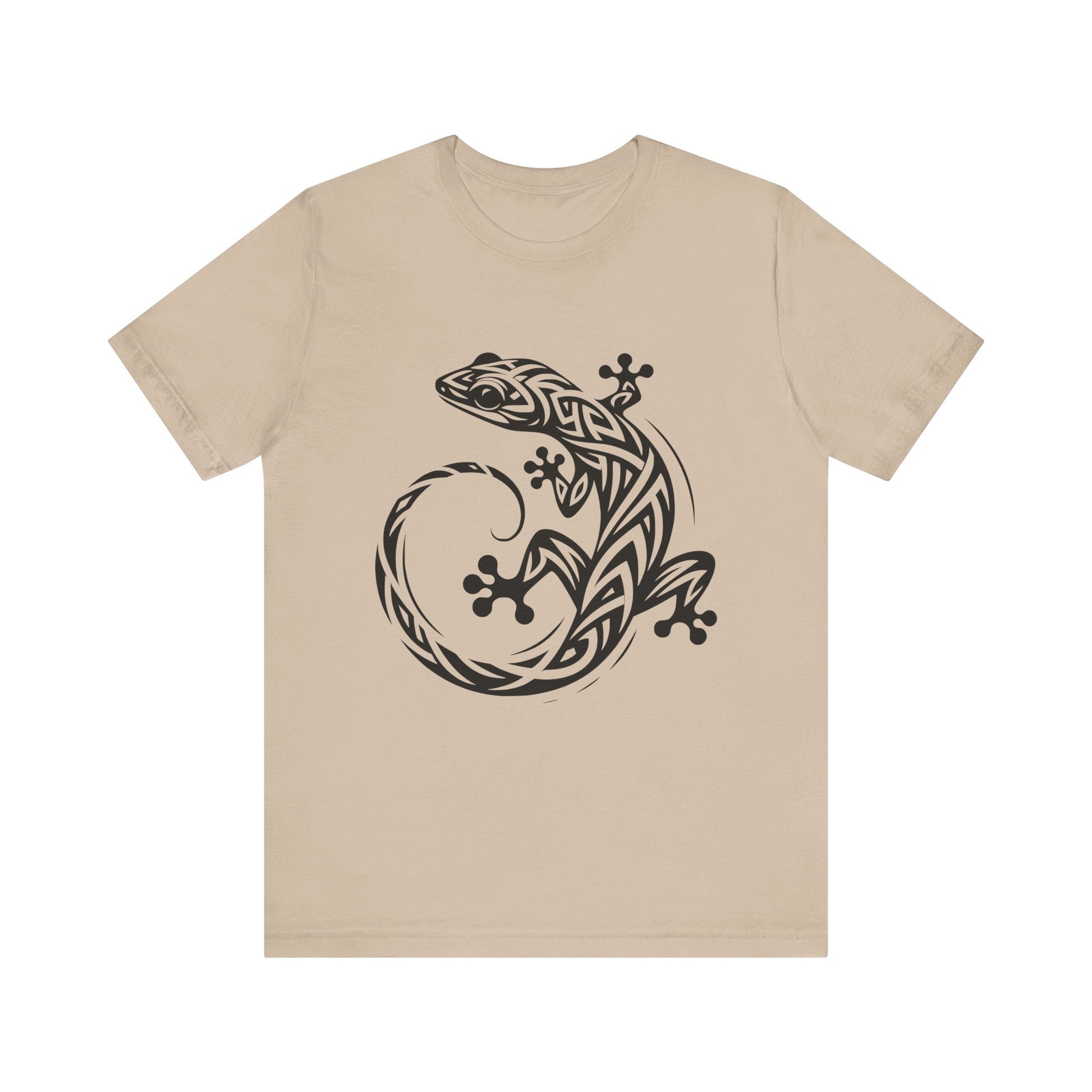 Tribal Gecko Tee – Bold Lizard Tattoo Art on Crisp White T-Shirt
