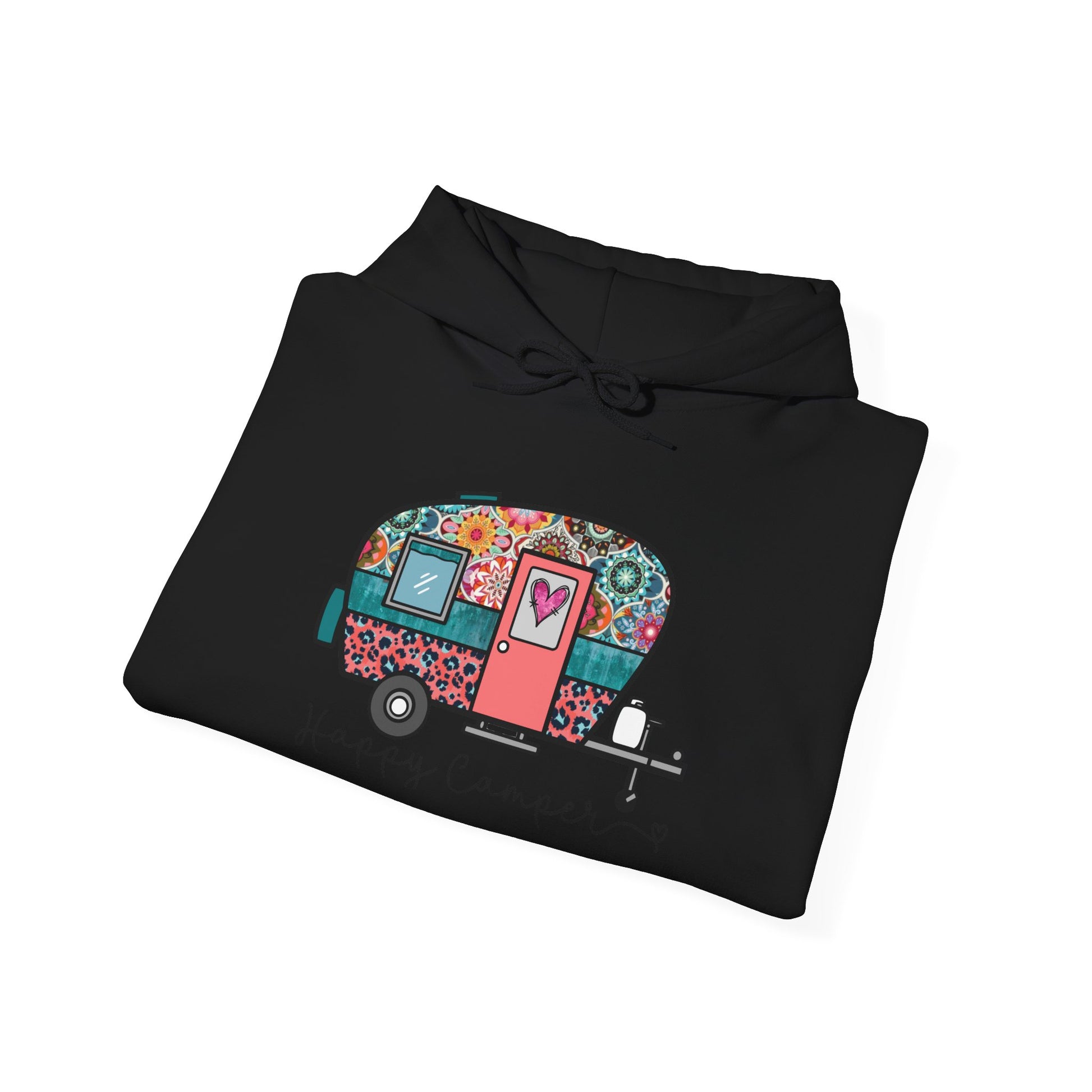 Happy Camper Hoodie – Colorful Vibes for Outdoor Lovers