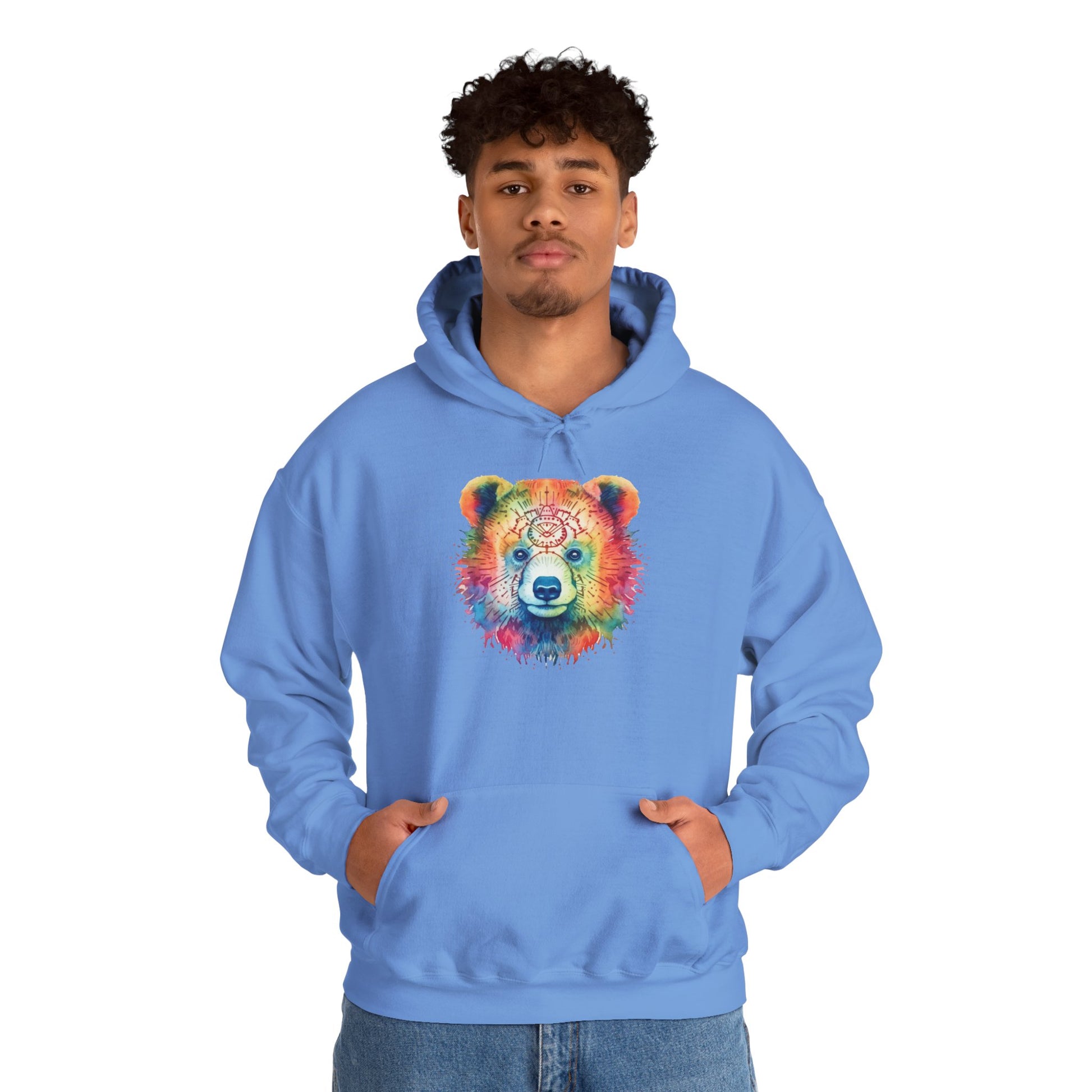 Psychedelic Bear Hoodie – Colorful Mandala Animal Sweatshirt for Artistic, Free-Spirited Style