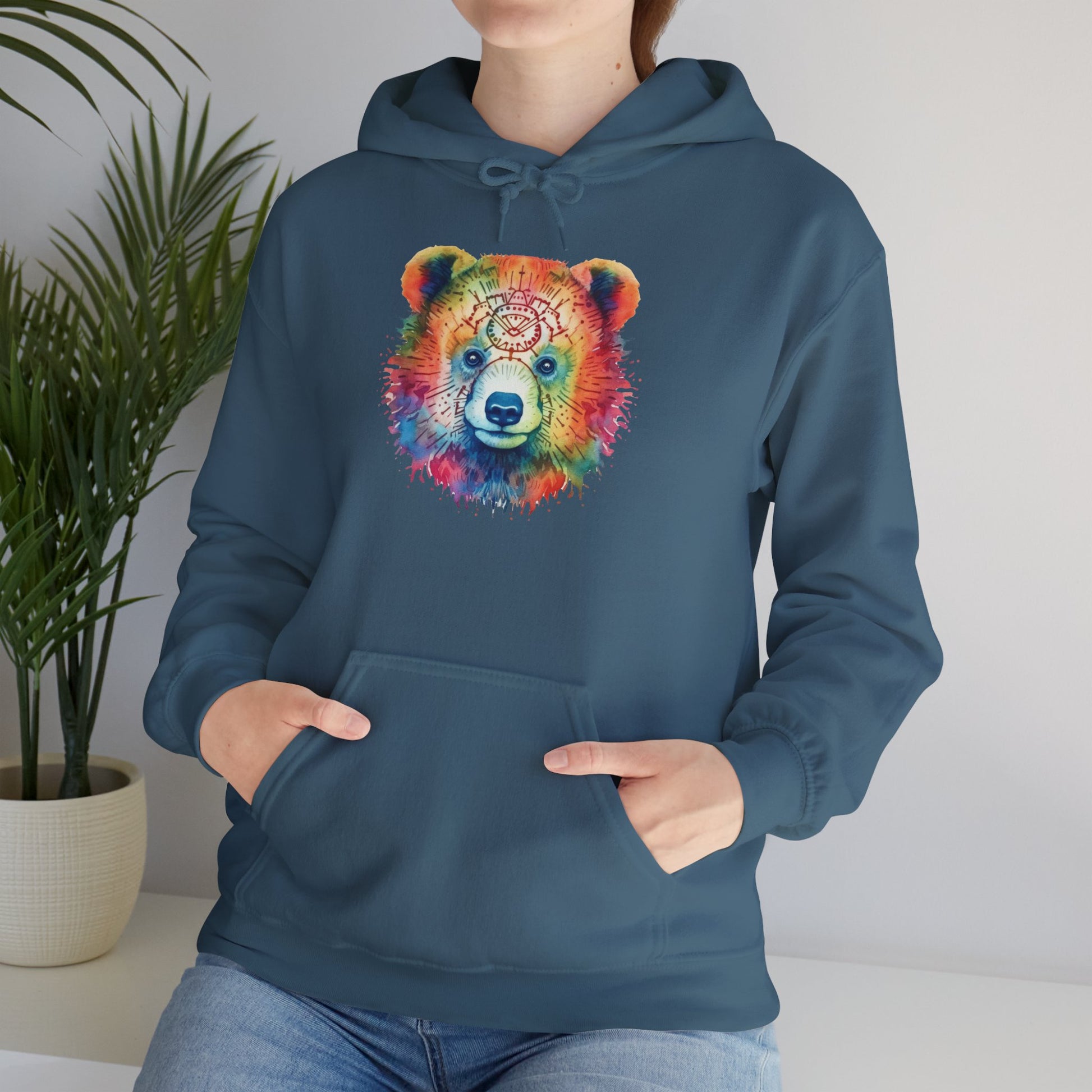 Psychedelic Bear Hoodie – Colorful Mandala Animal Sweatshirt for Artistic, Free-Spirited Style