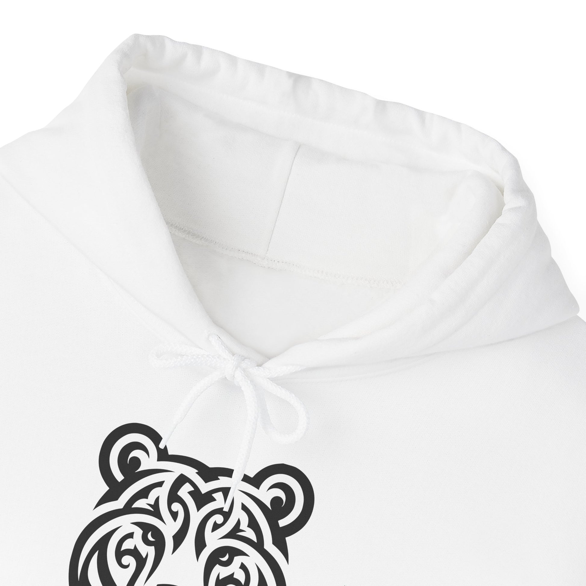 Tribal Bear Hoodie – Fierce Wilderness Style in Bold Black on White