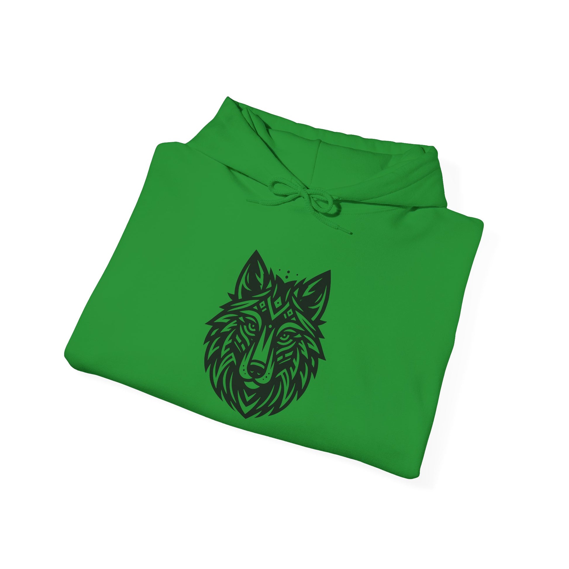 Tribal Wolf Hoodie – Spirit of the Wild in Bold Black Design