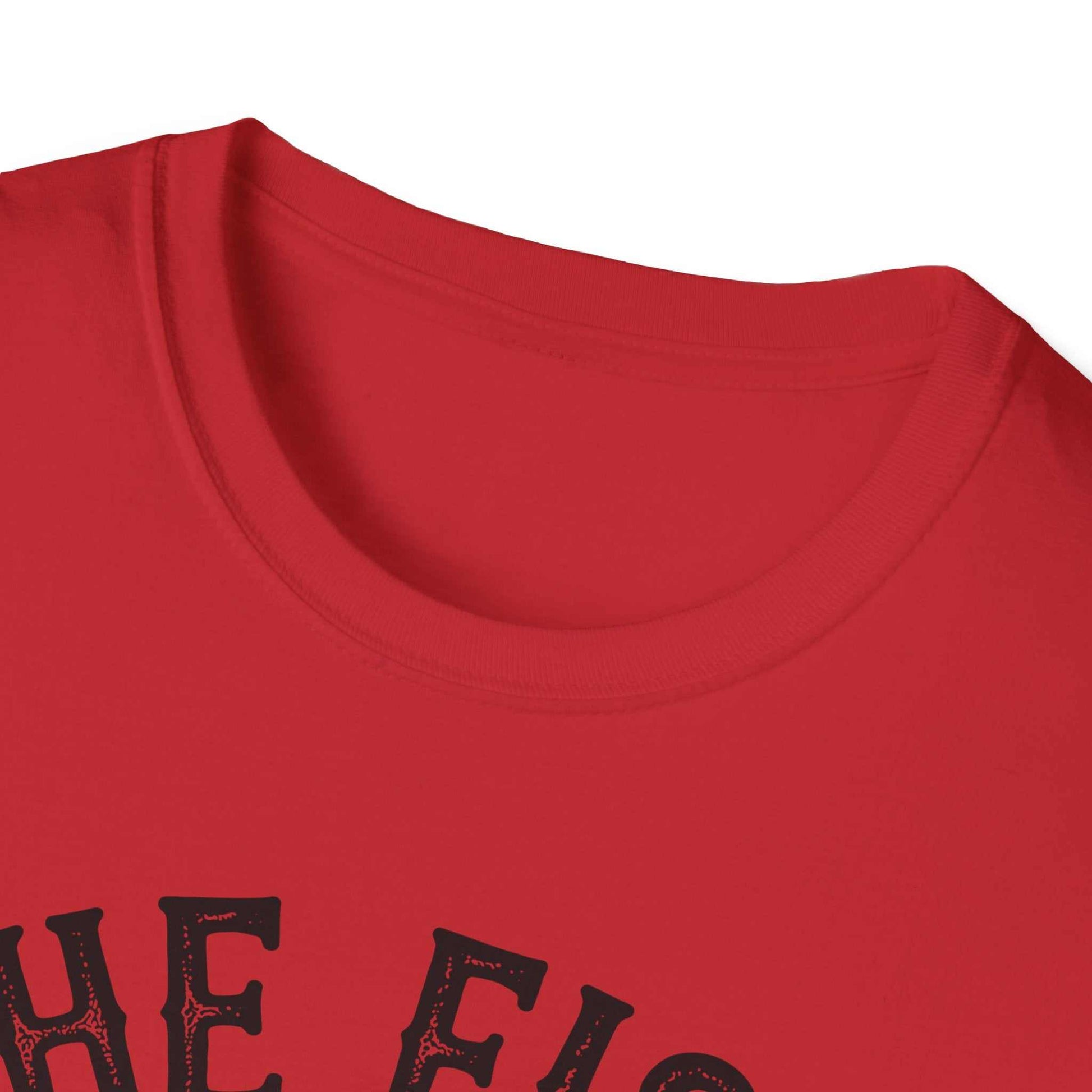 Red unisex softstyle t-shirt featuring "The Fish Whisperer" graphic design, made of lightweight 100% ring-spun cotton with a classic fit.
