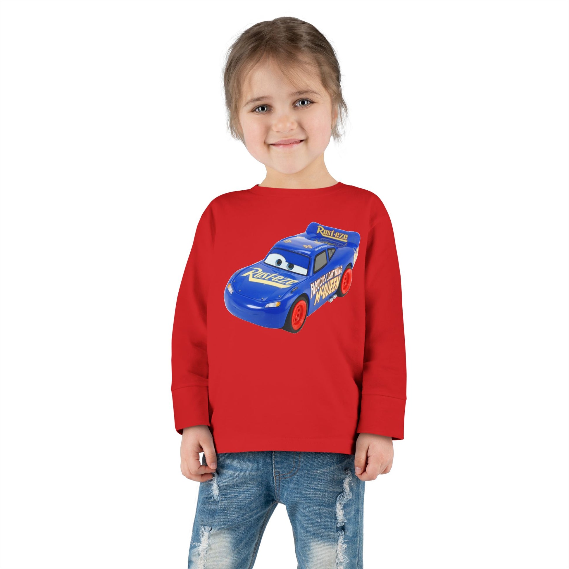 Toddler Long Sleeve Tee with Race Car Design