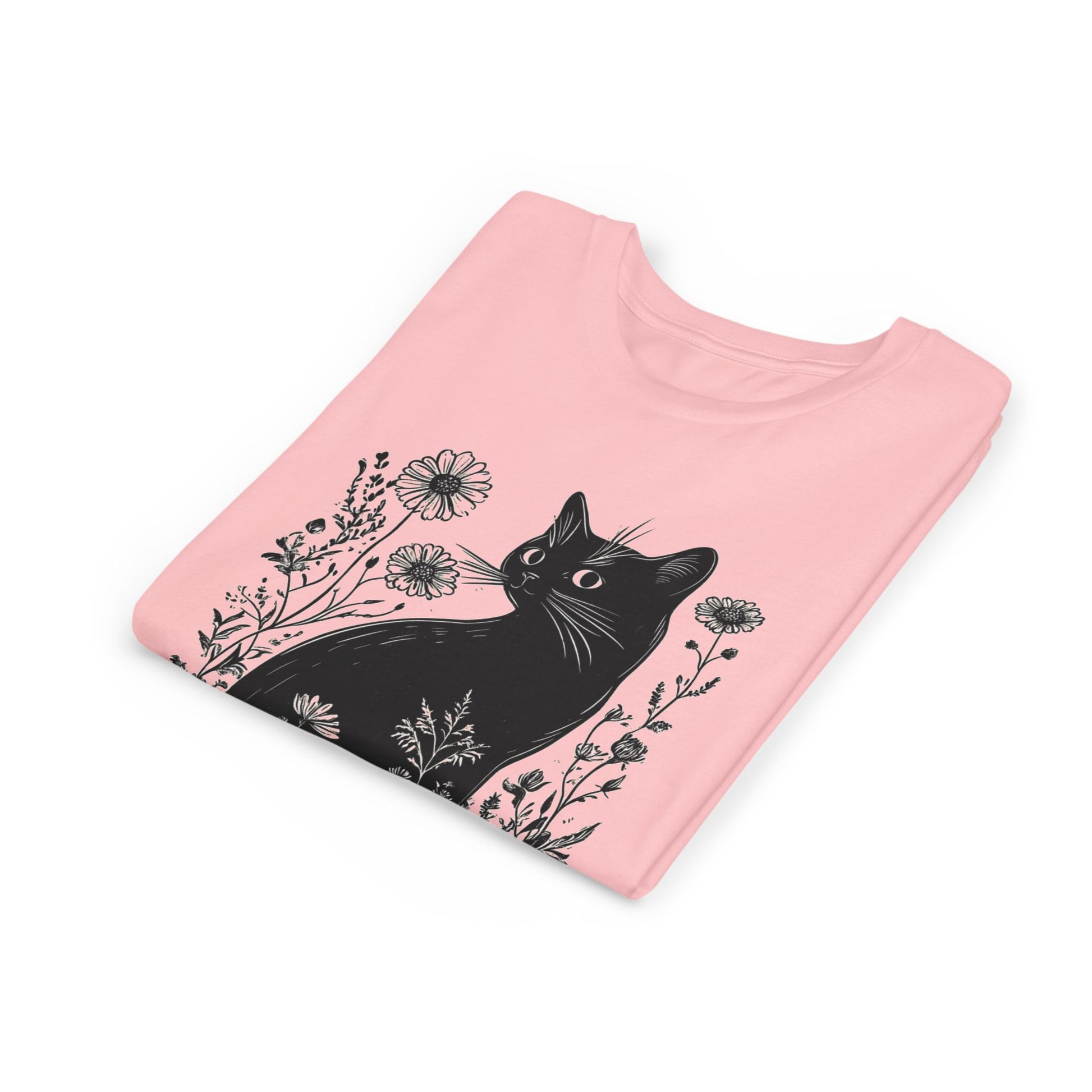 Black Cat Youth Tee, Cute Cat Graphic Shirt
