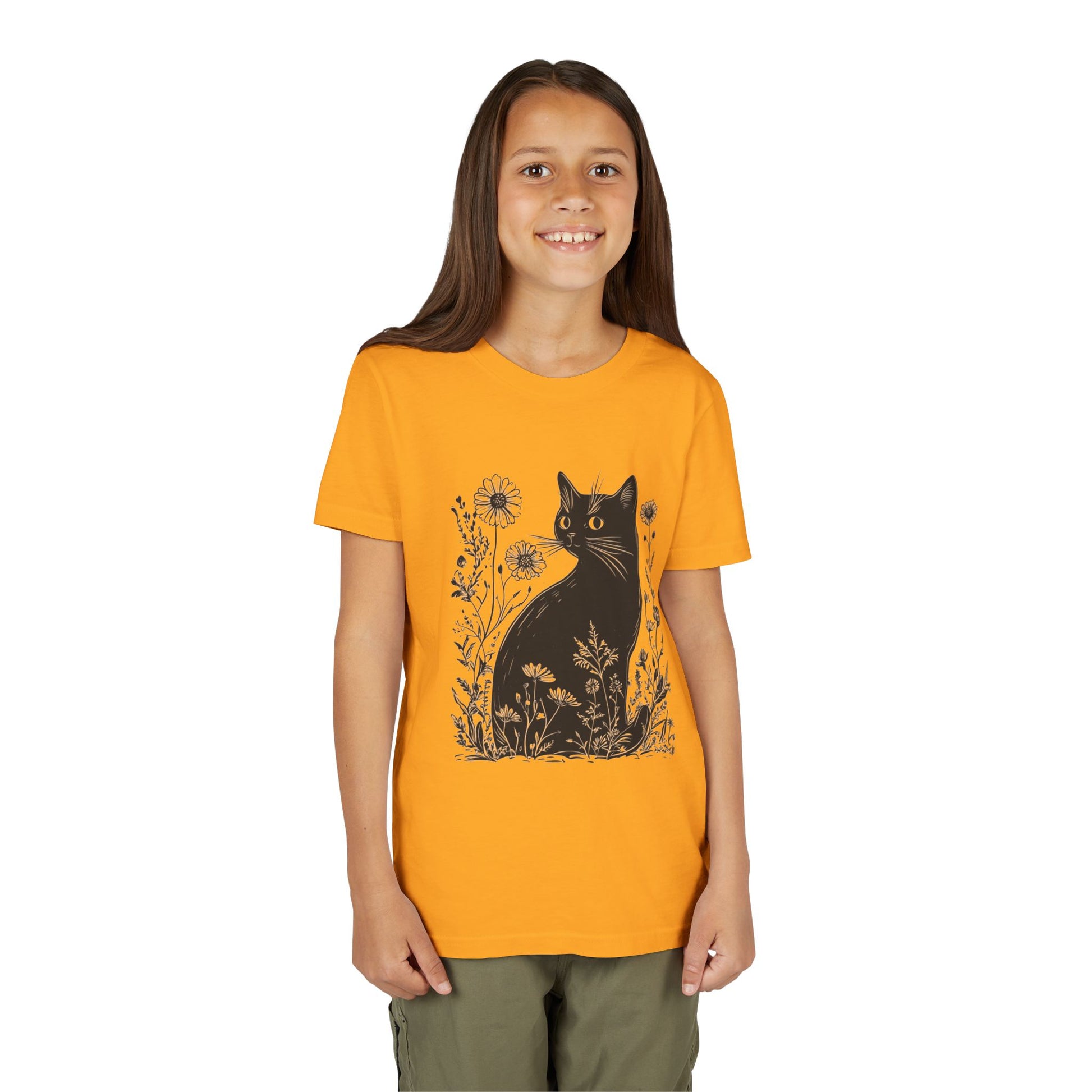Black Cat Youth Tee, Cute Cat Graphic Shirt