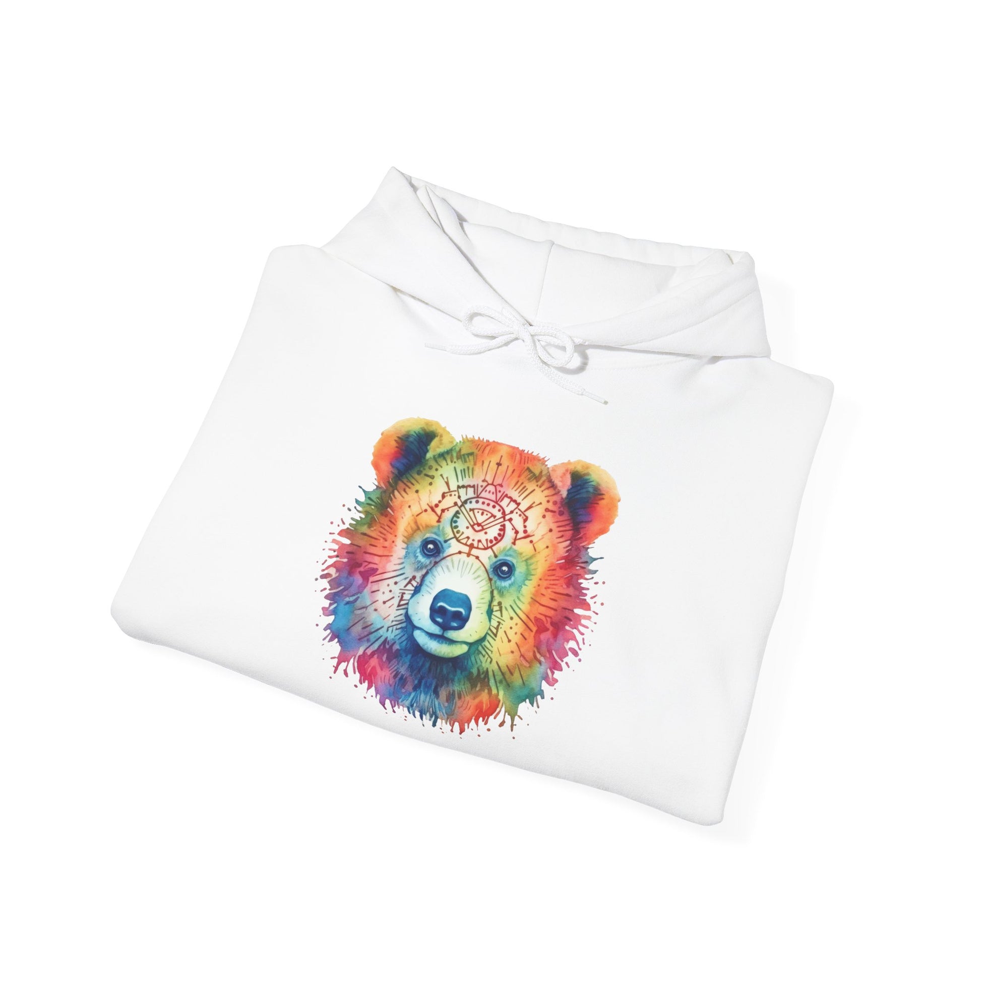Psychedelic Bear Hoodie – Colorful Mandala Animal Sweatshirt for Artistic, Free-Spirited Style