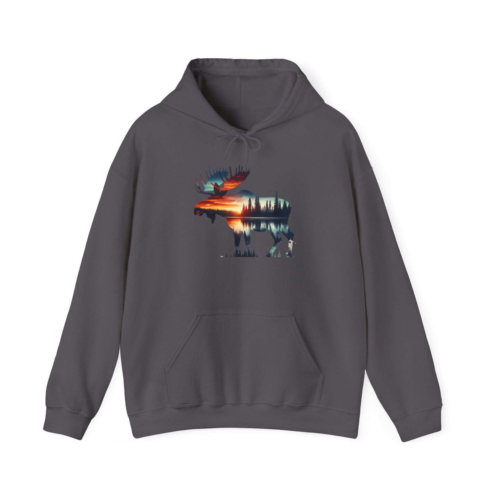 Sunset Wilderness Moose Hoodie – Nature’s Silhouette Adventure Wear