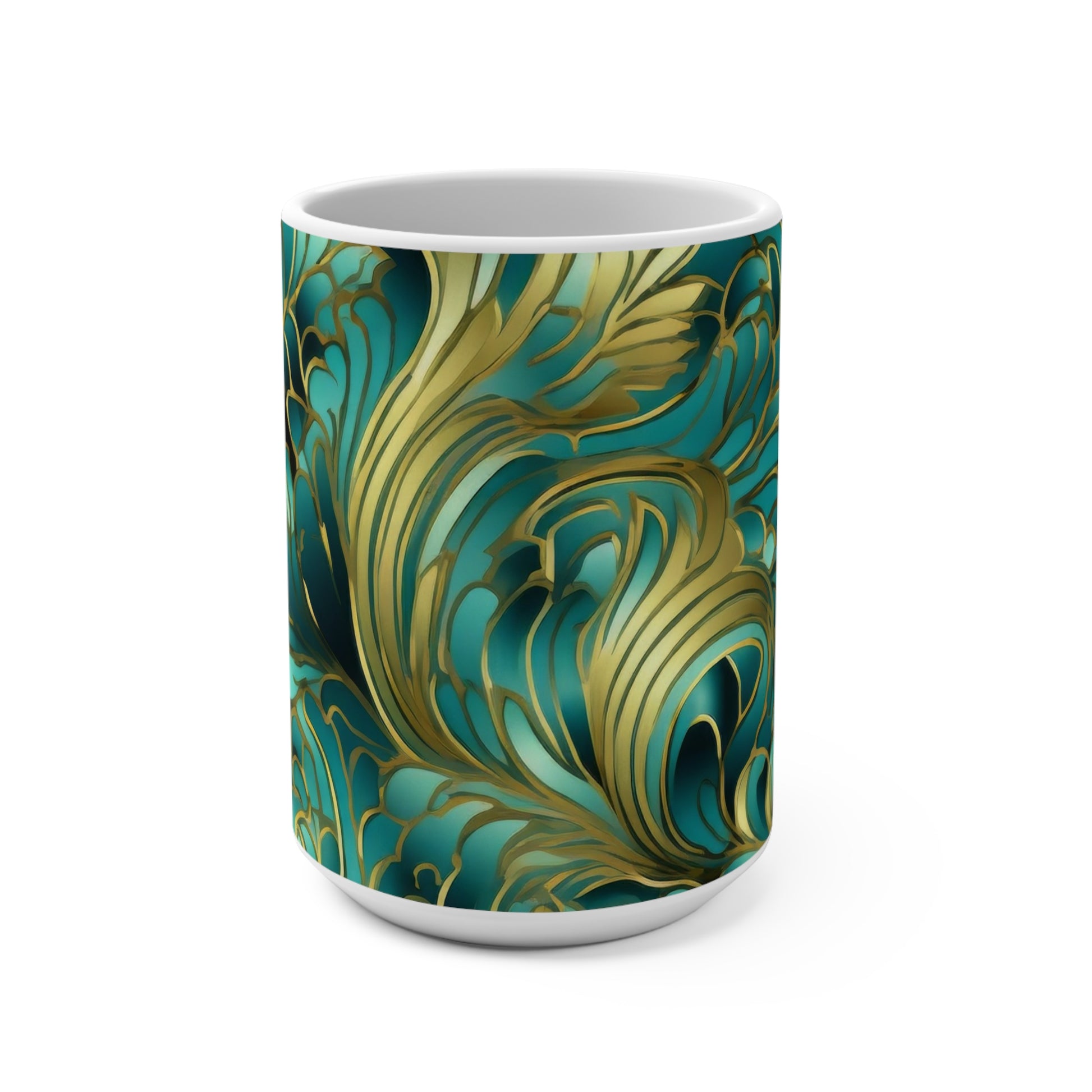 Emerald Gold Art Deco Mug for Coffee Lovers