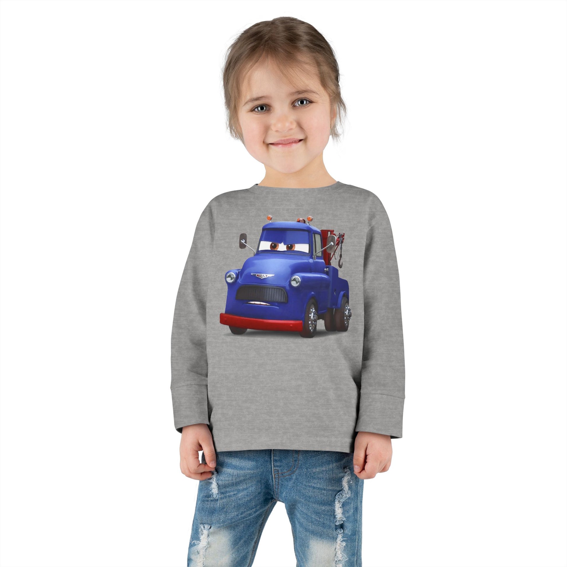 Toddler Long Sleeve Tee featuring a Fun Cartoon Truck
