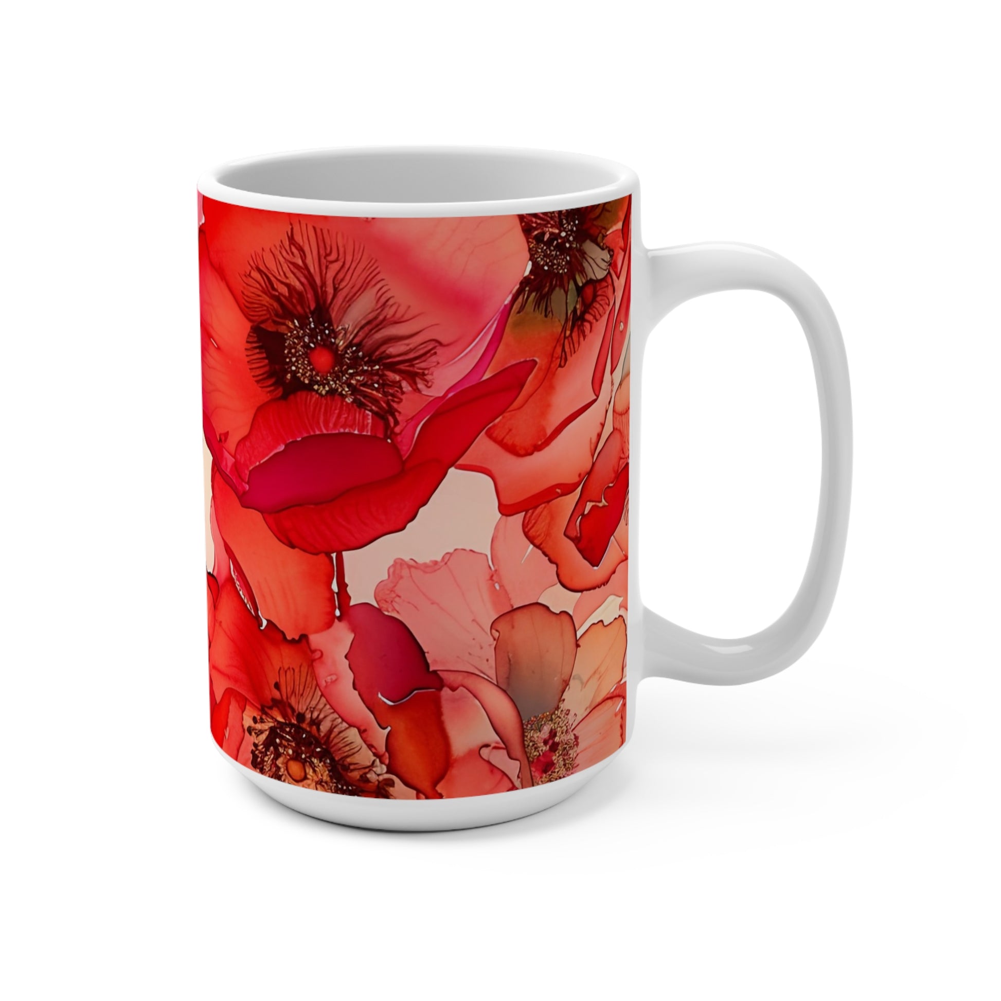 Vibrant Red Poppies Floral Art Mug