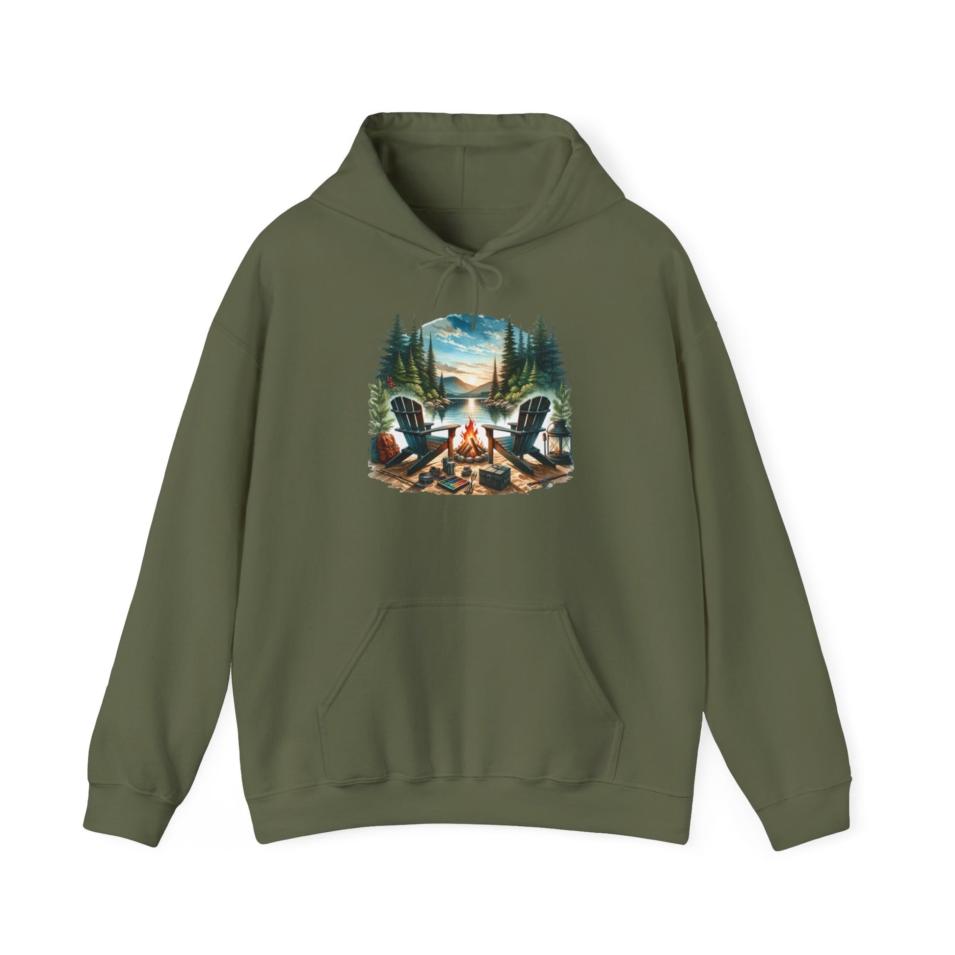 Lakeside Campfire Escape Hoodie – Cozy Outdoor Adventure Vibes