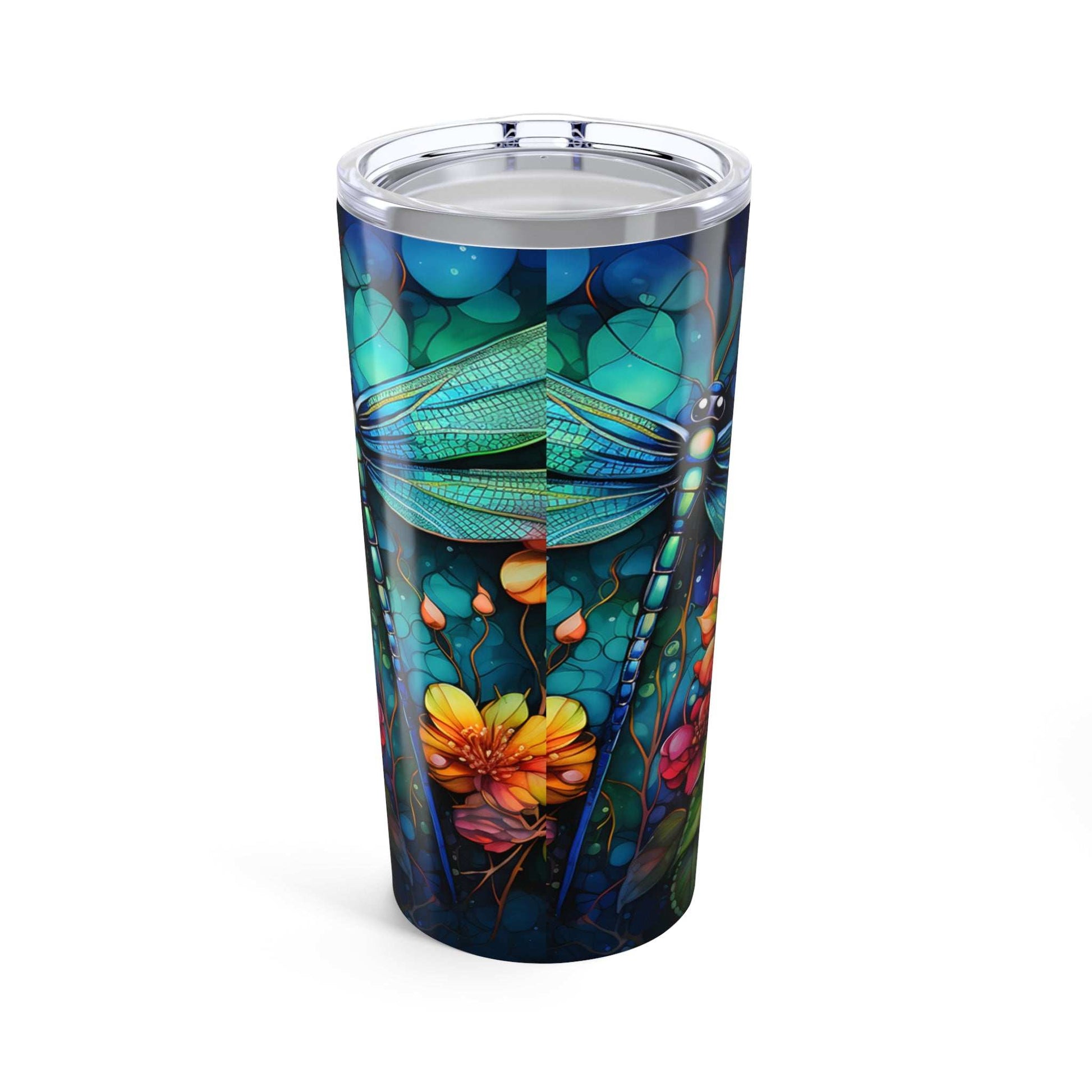 Vibrant Floral Dragon Fly Tumbler