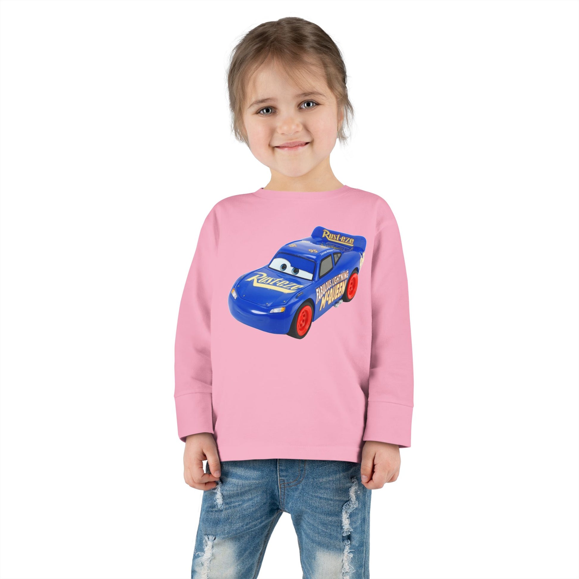Toddler Long Sleeve Tee with Race Car Design