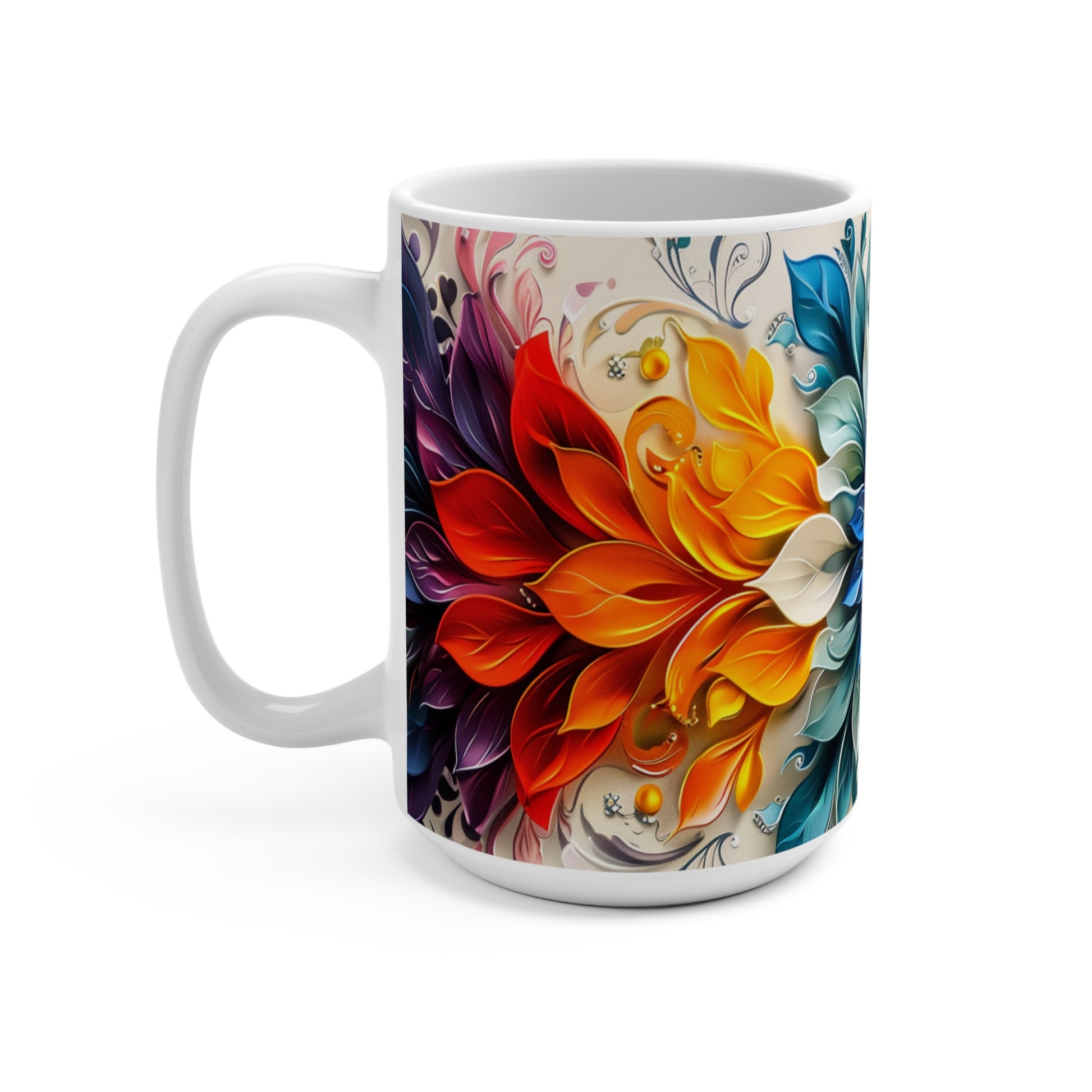 Vibrant Abstract Floral Art Mug – Colorful Modern Coffee Cup