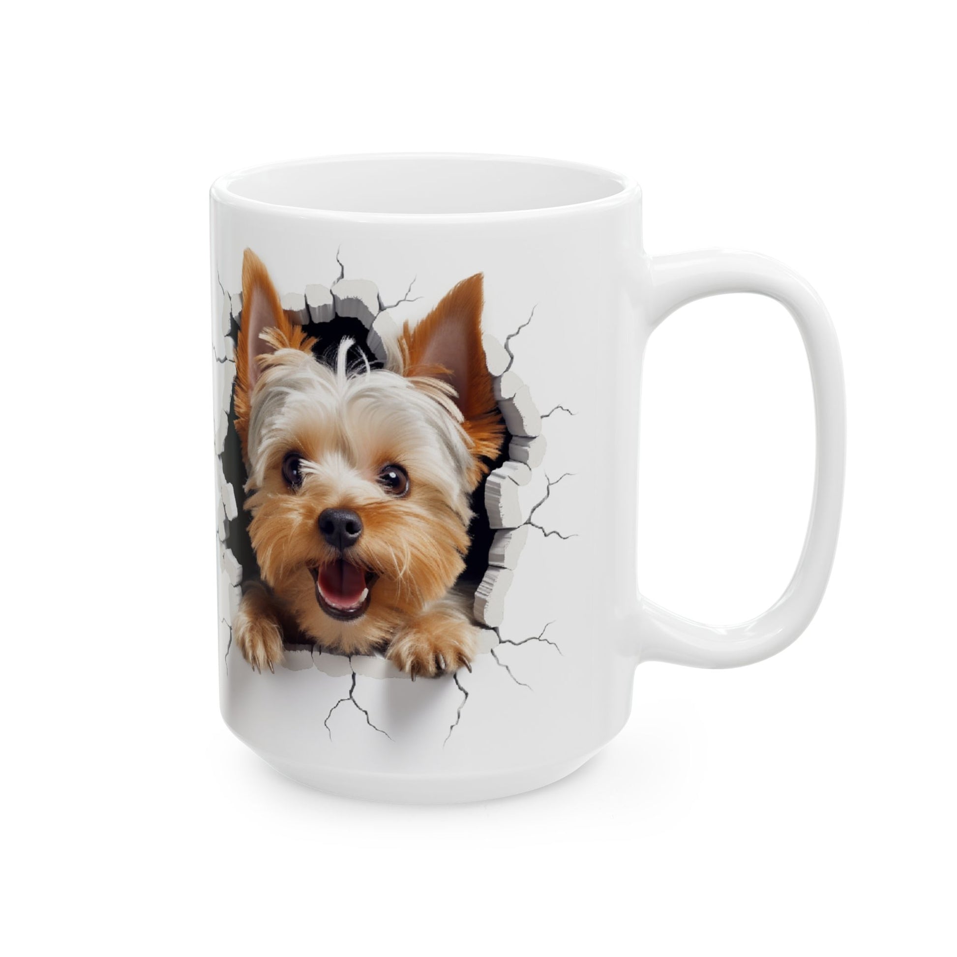 Yorkshire Terrier Ceramic Mug with Cracked Wall Design