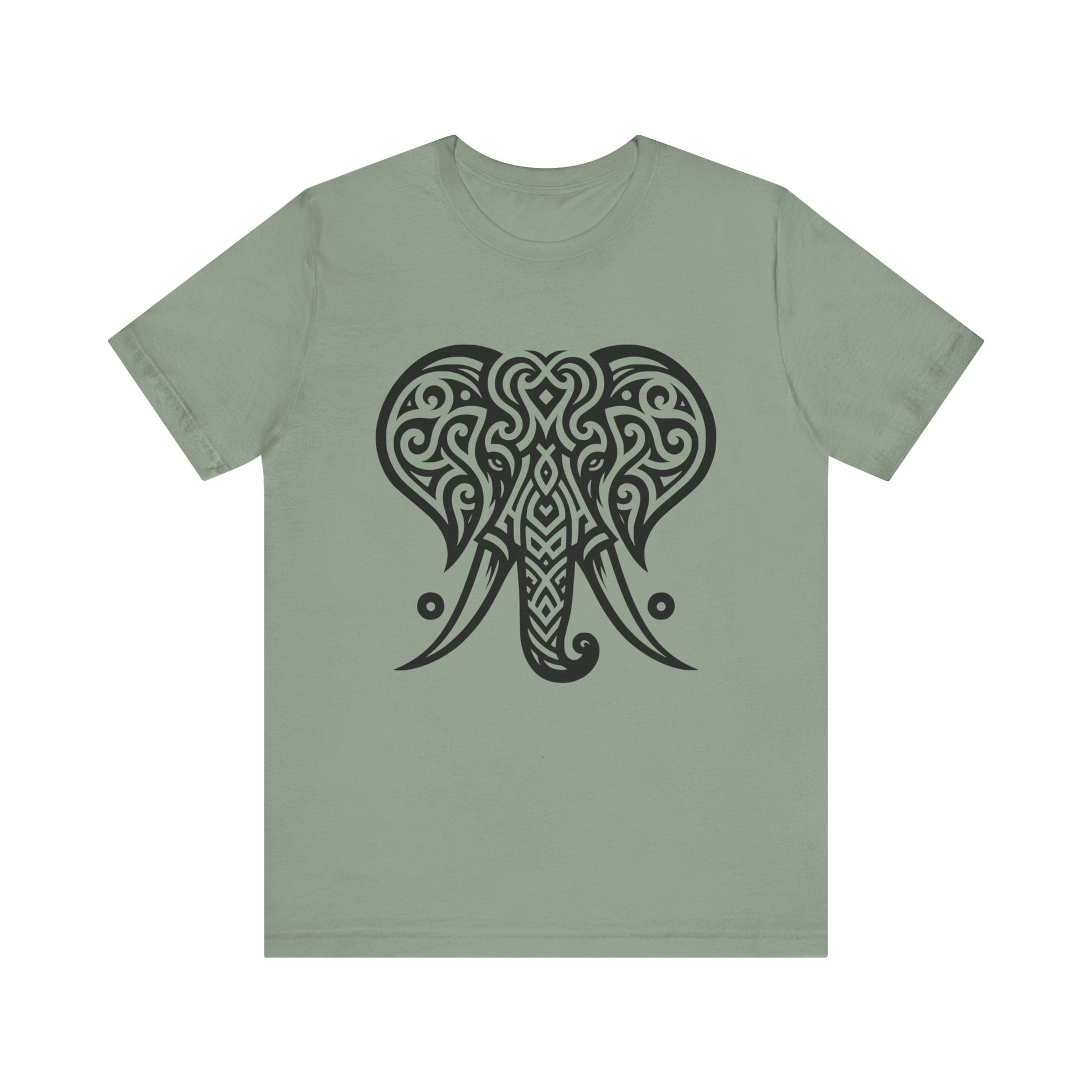 Tribal Elephant T-Shirt – Bold Black Tattoo Art on White Tee