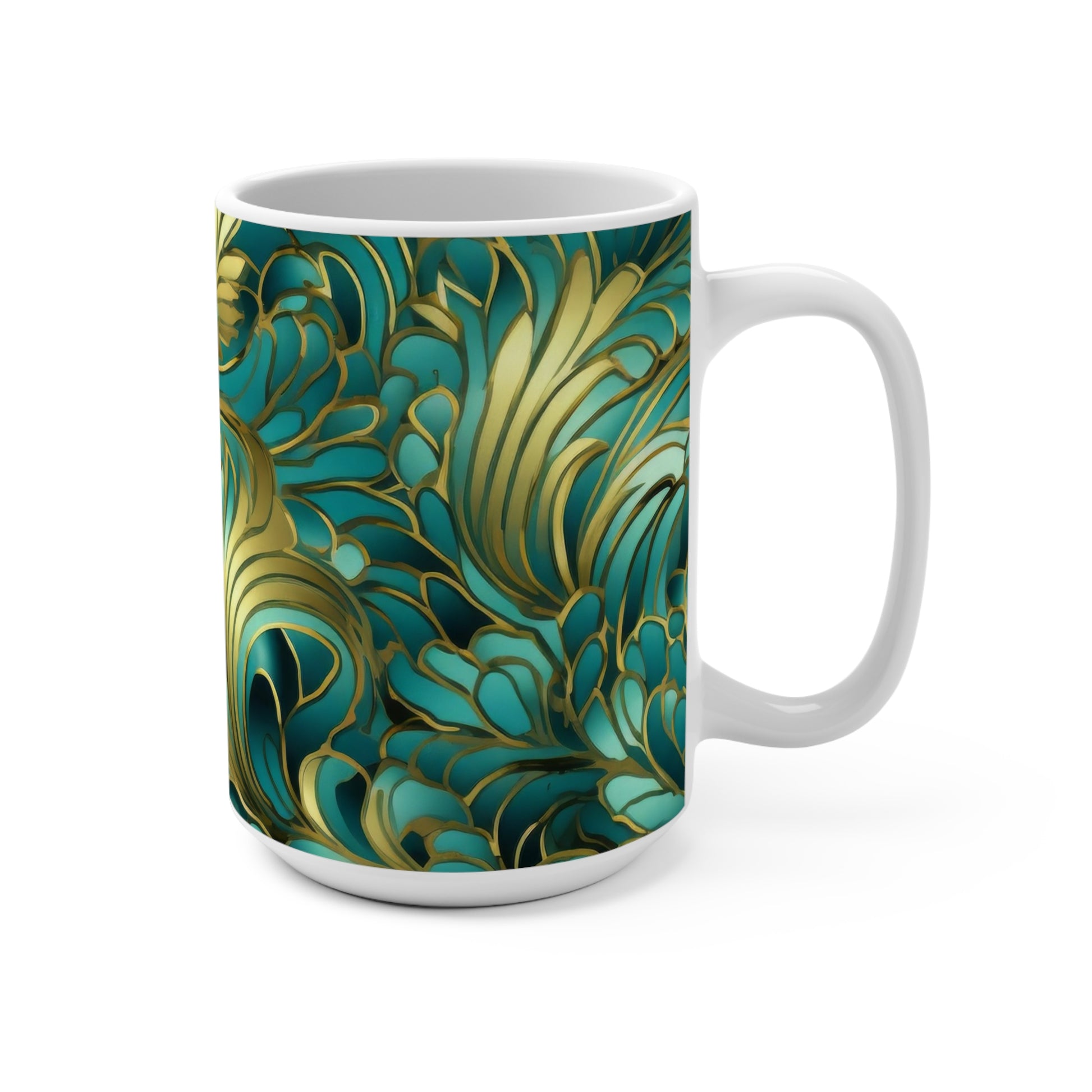 Emerald Gold Art Deco Mug for Coffee Lovers