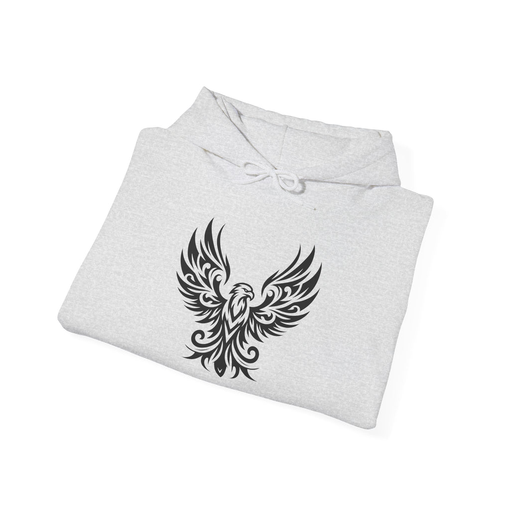 Tribal Phoenix Hoodie – Rise Boldly in Black and White Style