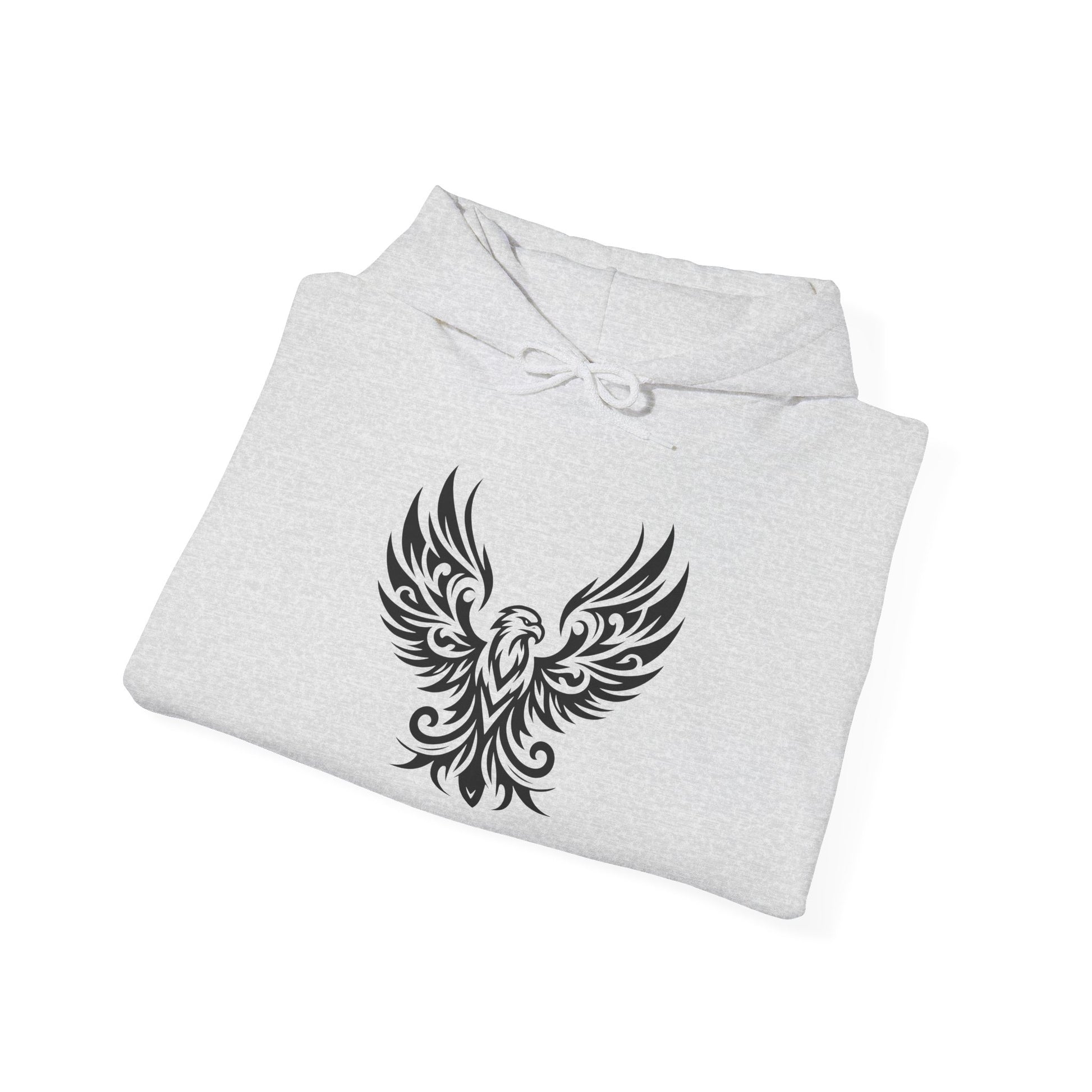Tribal Phoenix Hoodie – Rise Boldly in Black and White Style