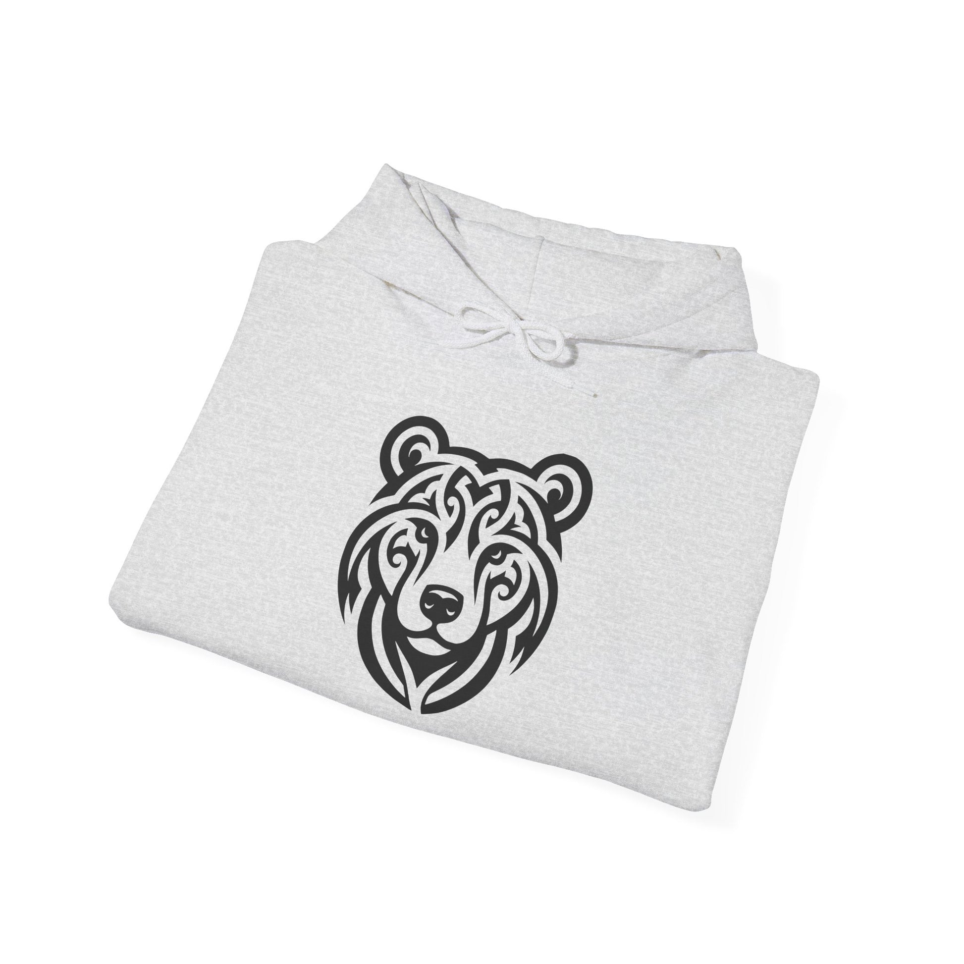 Tribal Bear Hoodie – Fierce Wilderness Style in Bold Black on White