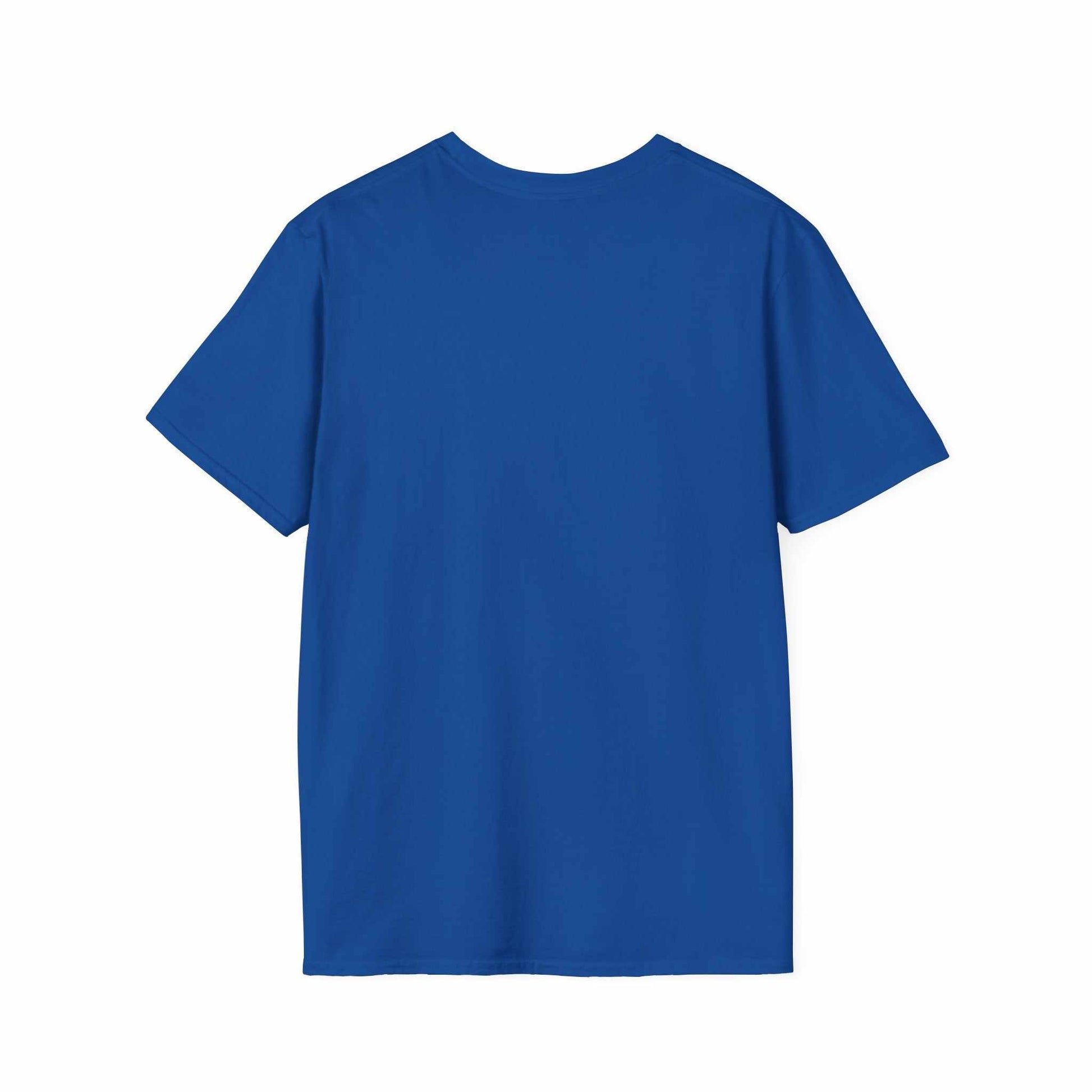 Blue unisex Camping Adventure T-Shirt made of lightweight ring-spun cotton with a classic crew neck design.