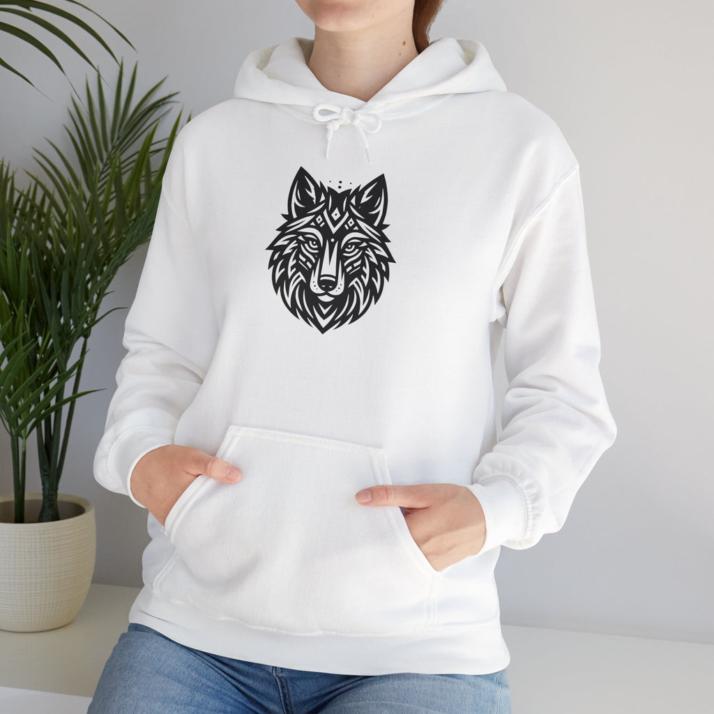 Tribal Wolf Hoodie – Spirit of the Wild in Bold Black Design