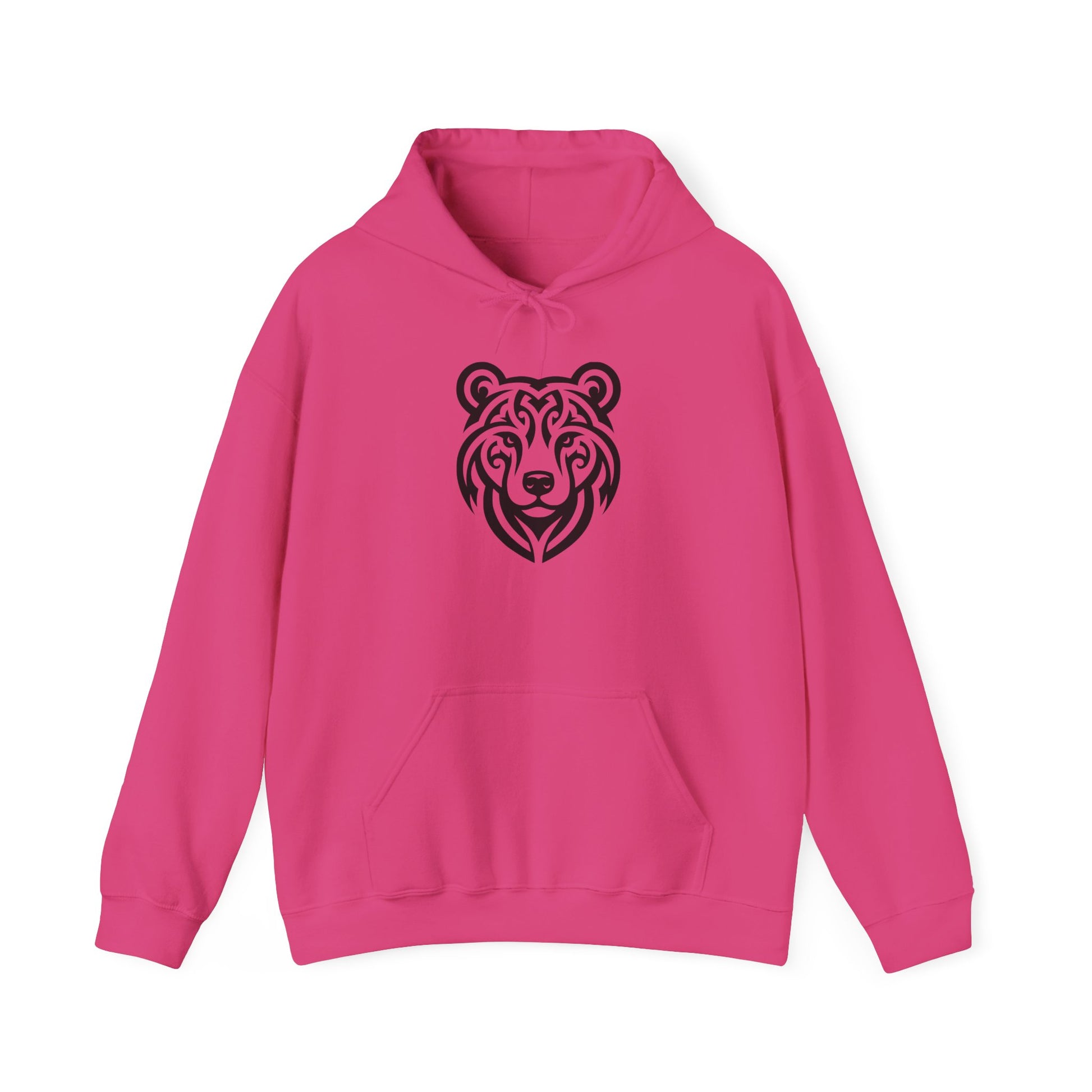 Tribal Bear Hoodie – Fierce Wilderness Style in Bold Black on White