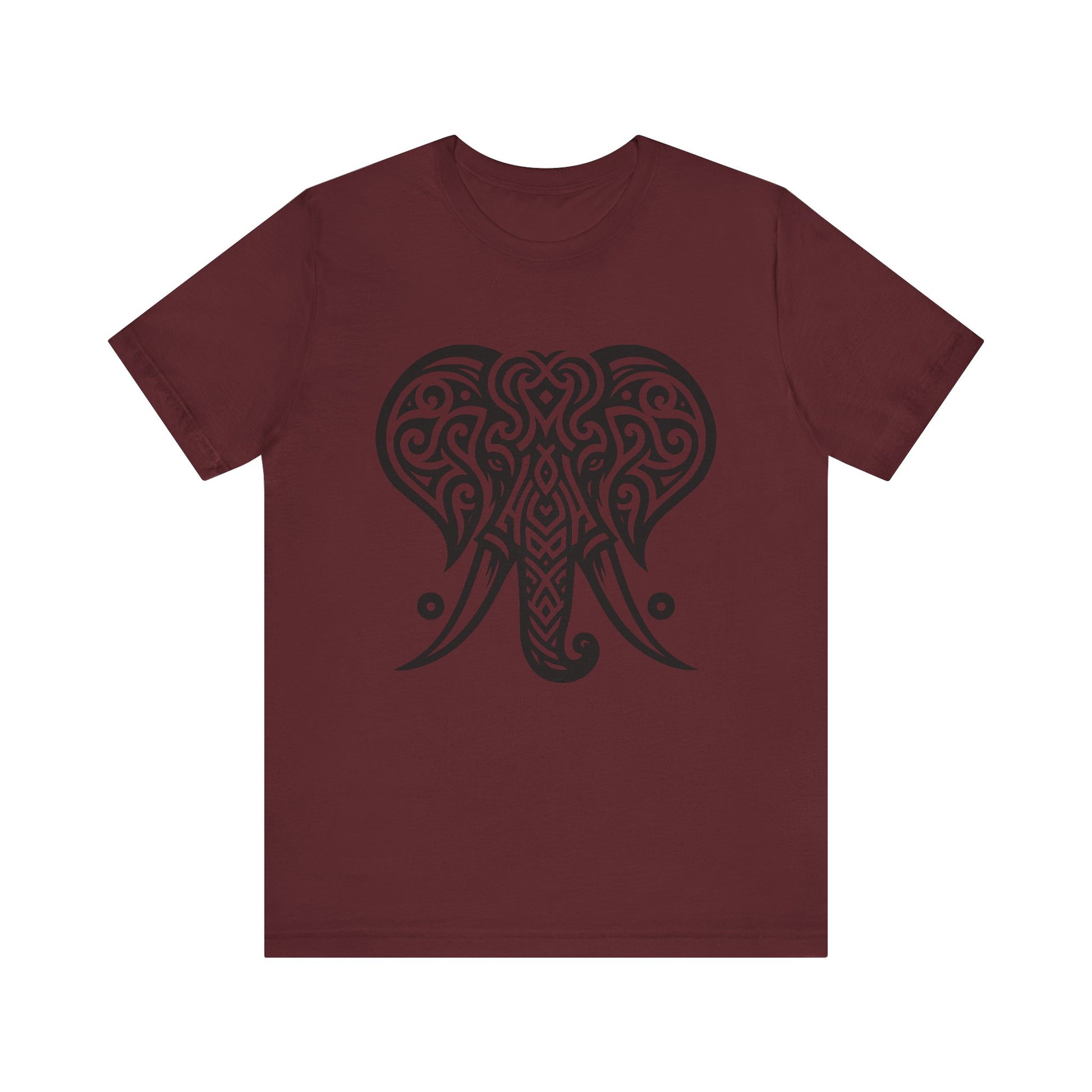 Tribal Elephant T-Shirt – Bold Black Tattoo Art on White Tee