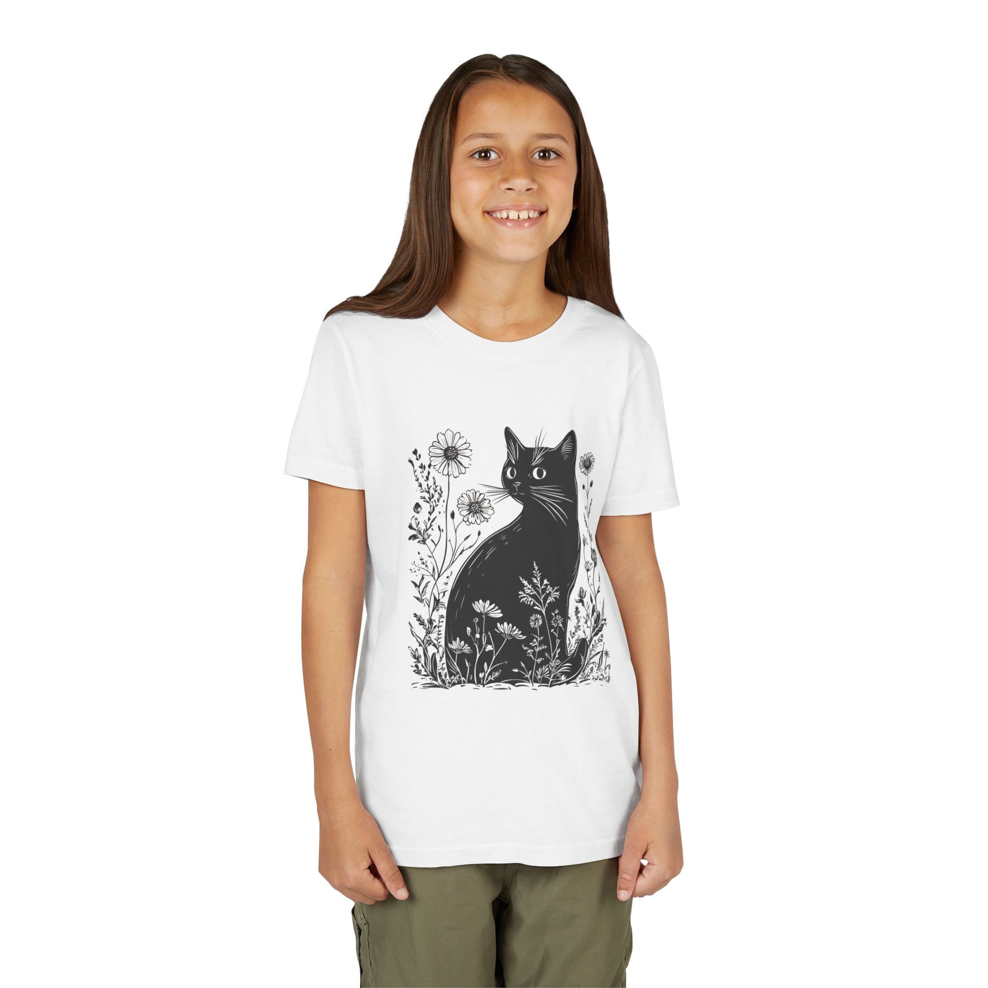 Black Cat Youth Tee, Cute Cat Graphic Shirt