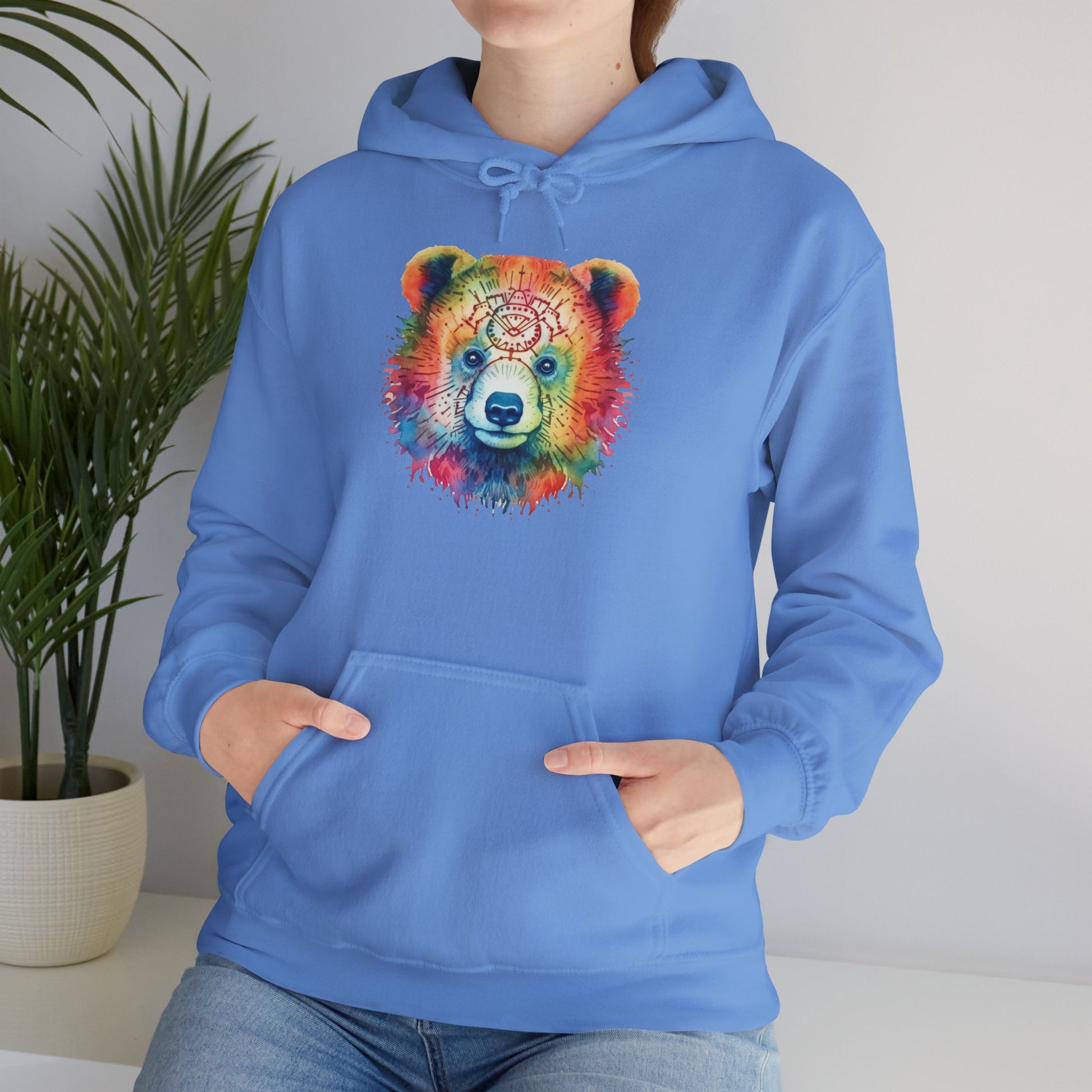 Psychedelic Bear Hoodie – Colorful Mandala Animal Sweatshirt for Artistic, Free-Spirited Style