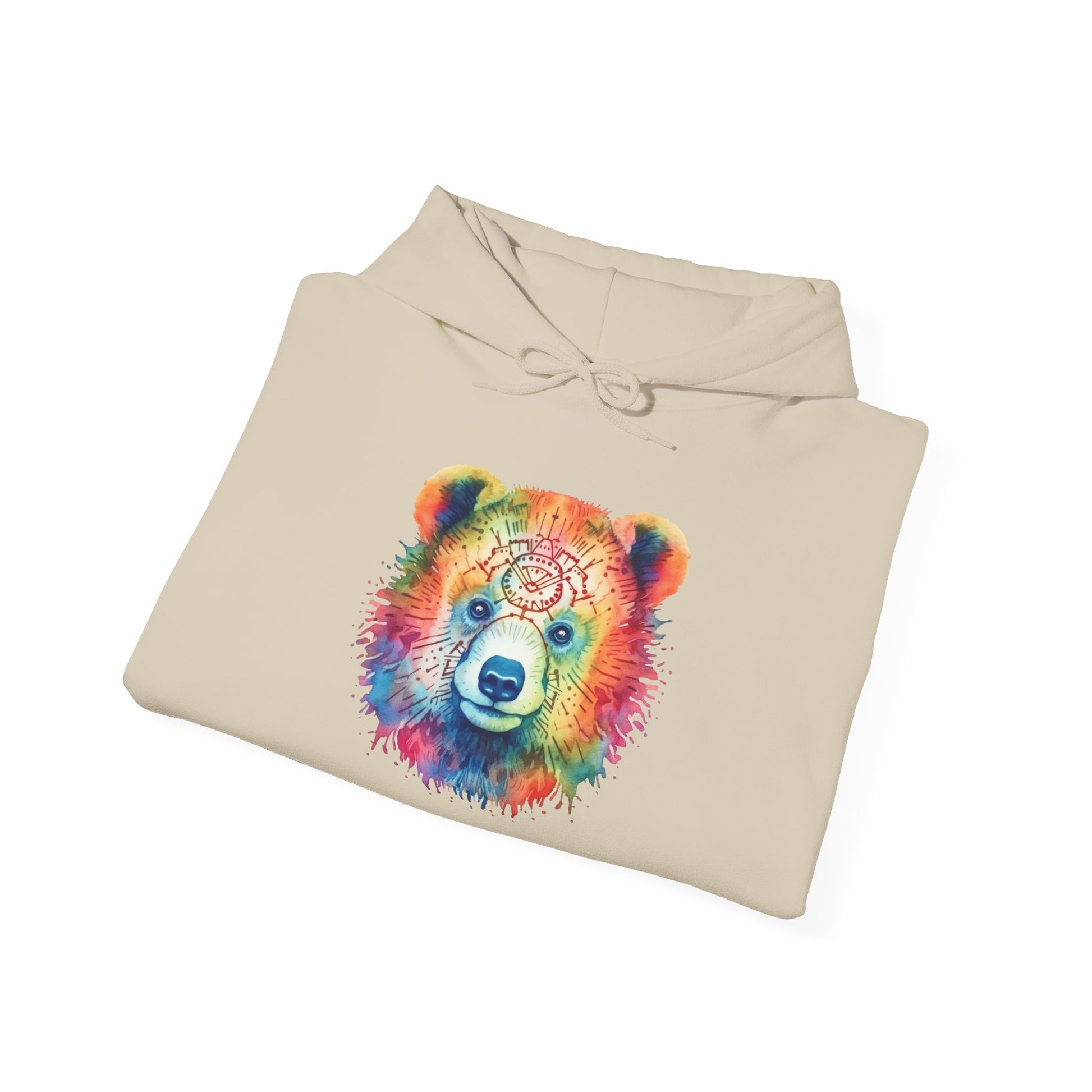 Psychedelic Bear Hoodie – Colorful Mandala Animal Sweatshirt for Artistic, Free-Spirited Style