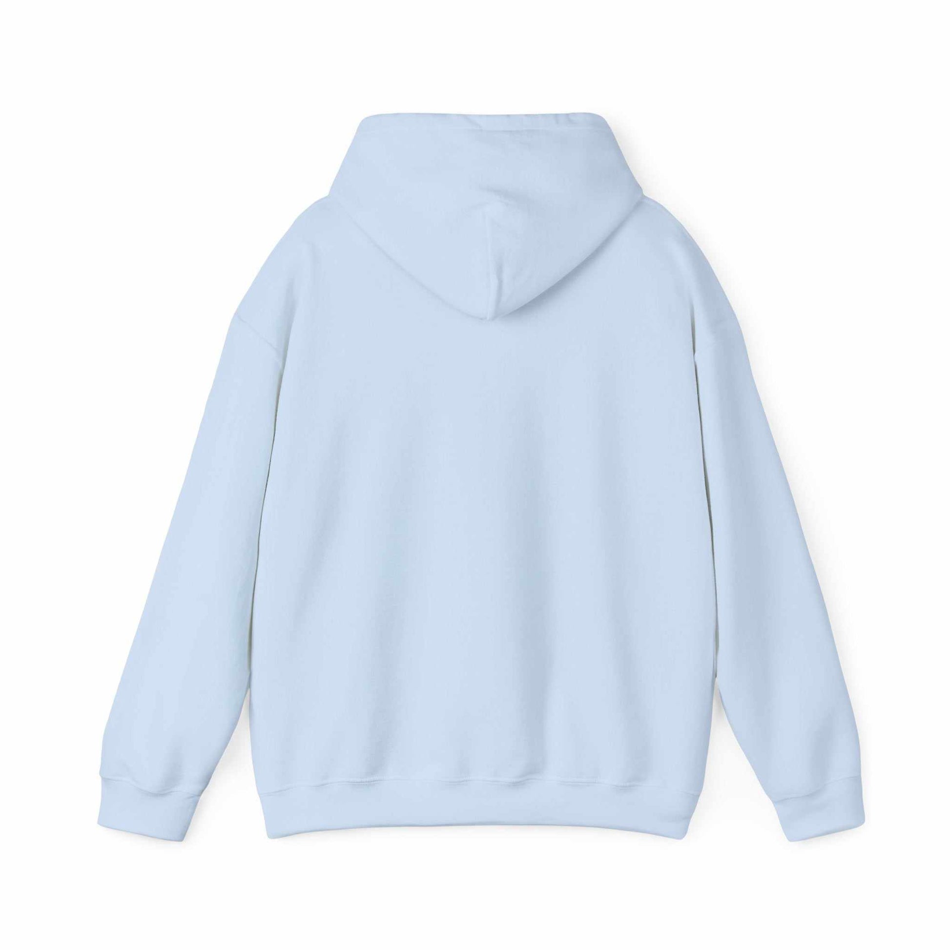 Back view of light blue sunflower quote hoodie unisex sweatshirt with hood and long sleeves