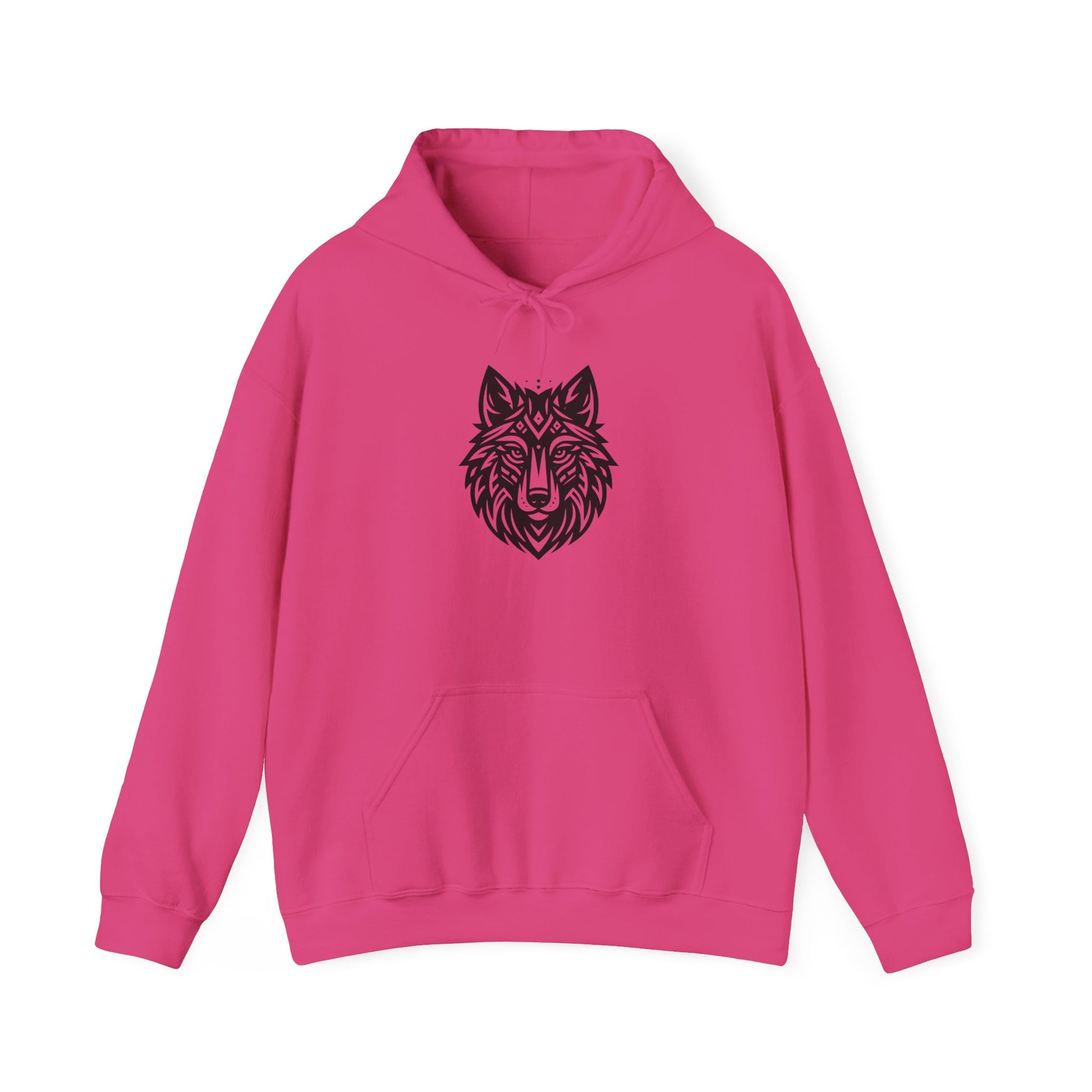 Tribal Wolf Hoodie – Spirit of the Wild in Bold Black Design