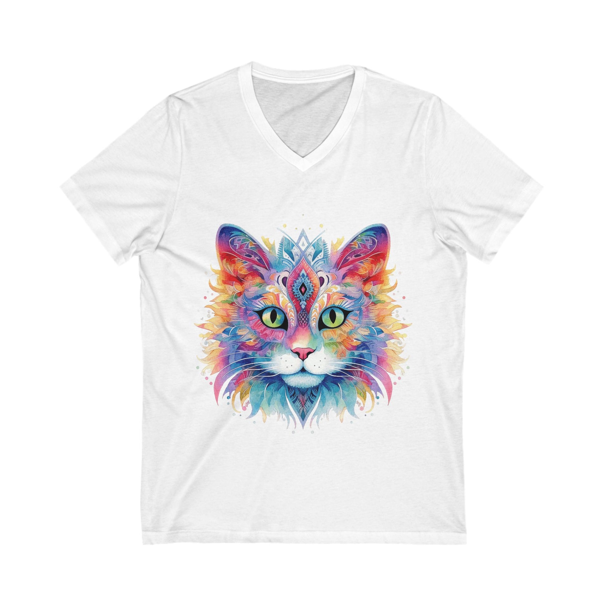 Colorful Mandala Cat V Neck
