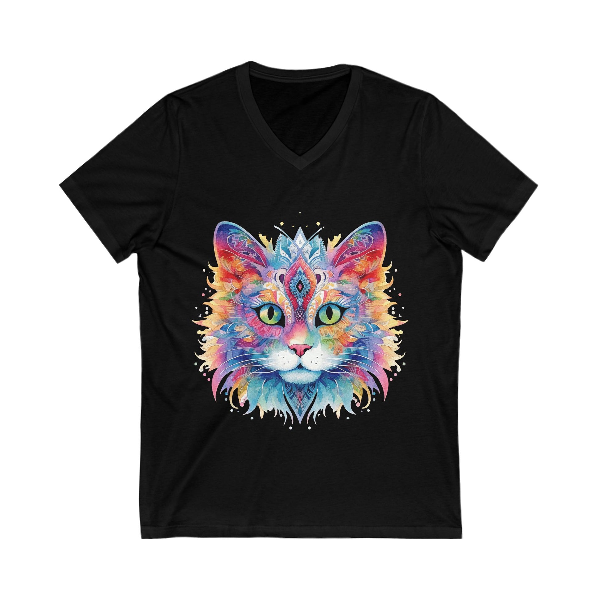 Colorful Mandala Cat V Neck