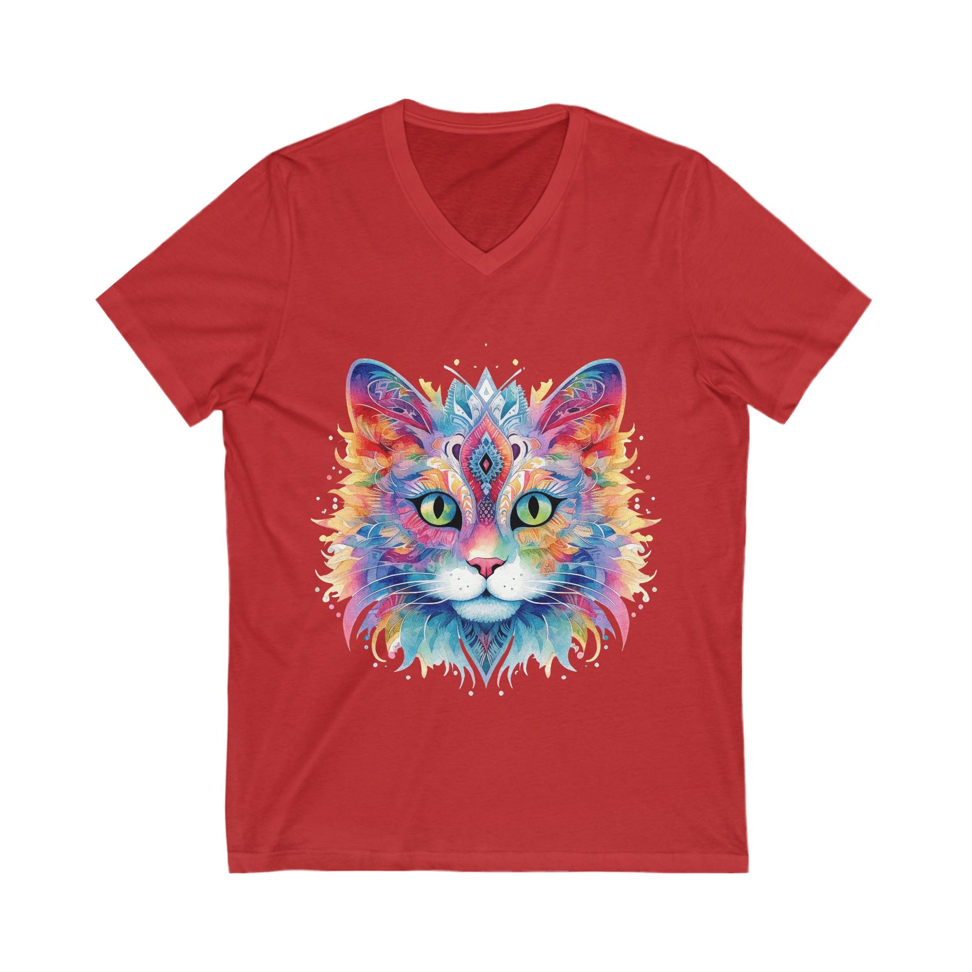Colorful Mandala Cat V Neck