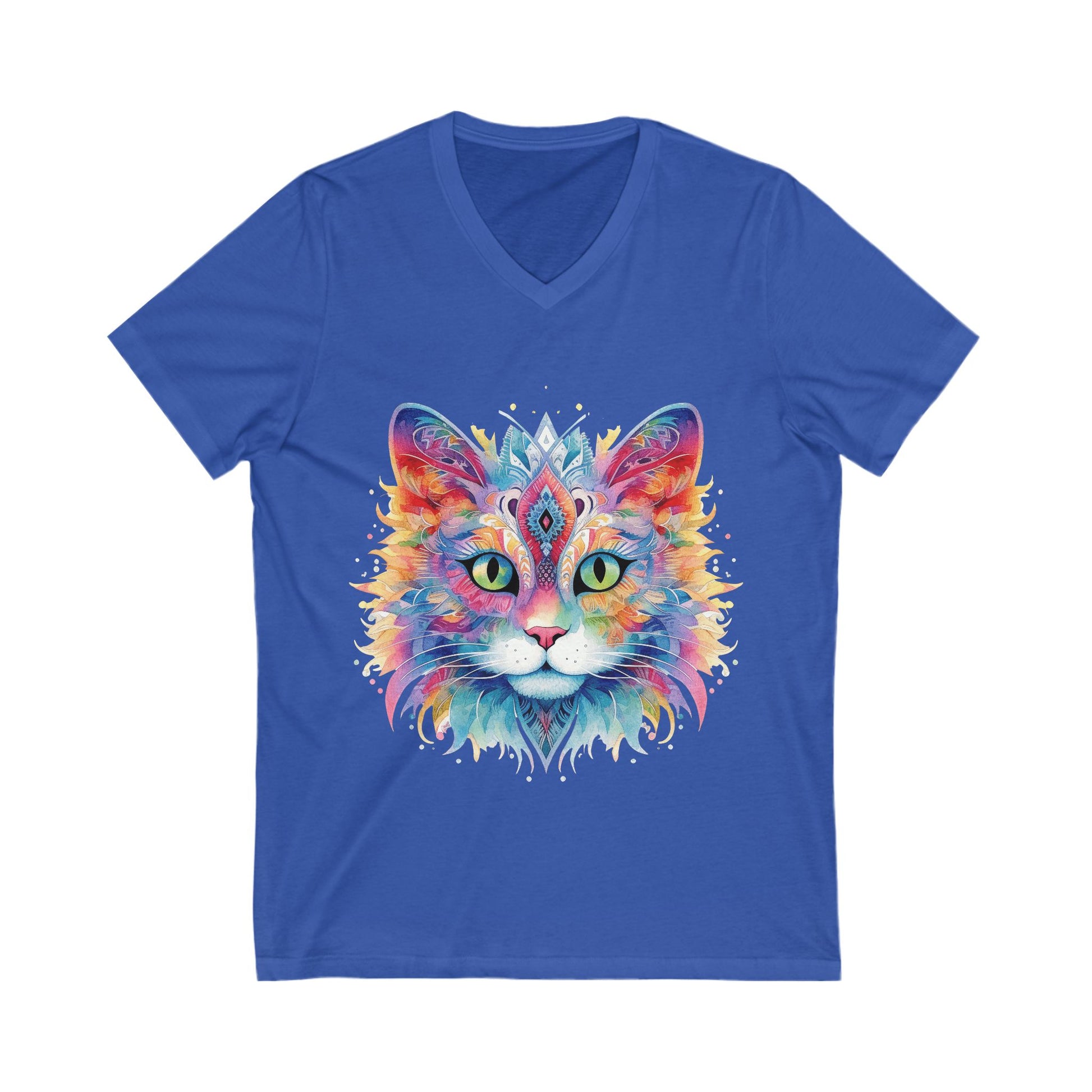 Colorful Mandala Cat V Neck