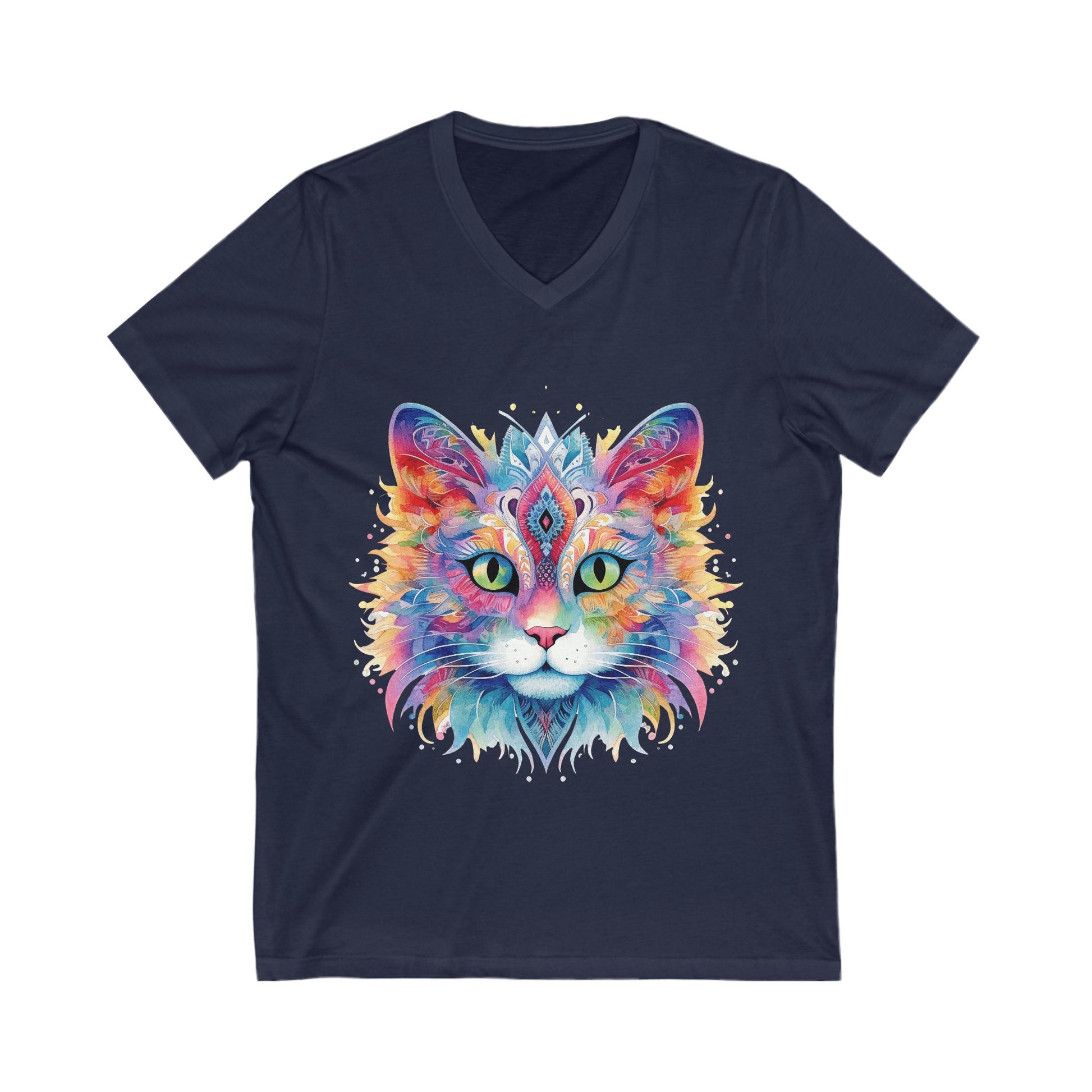 Colorful Mandala Cat V Neck