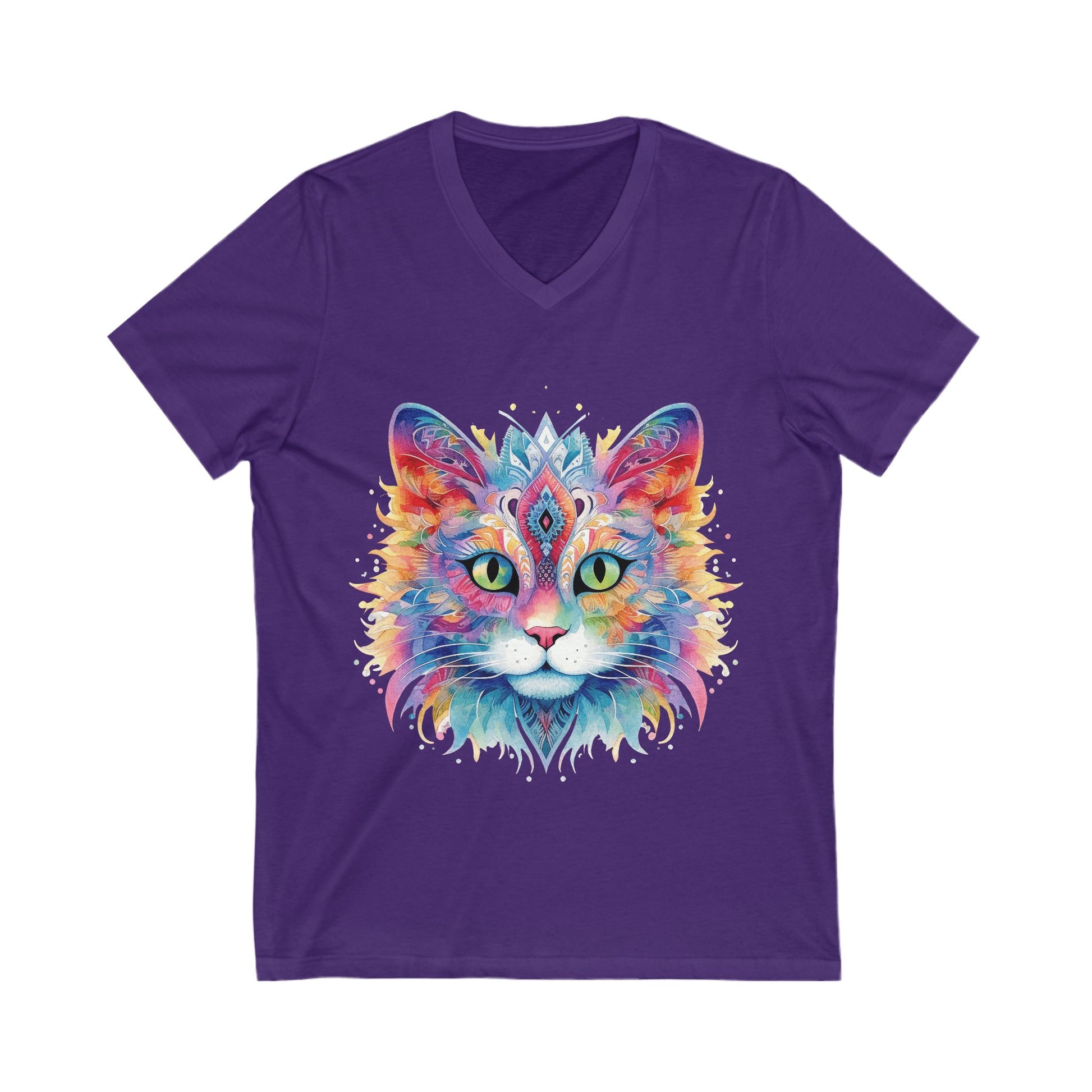 Colorful Mandala Cat V Neck