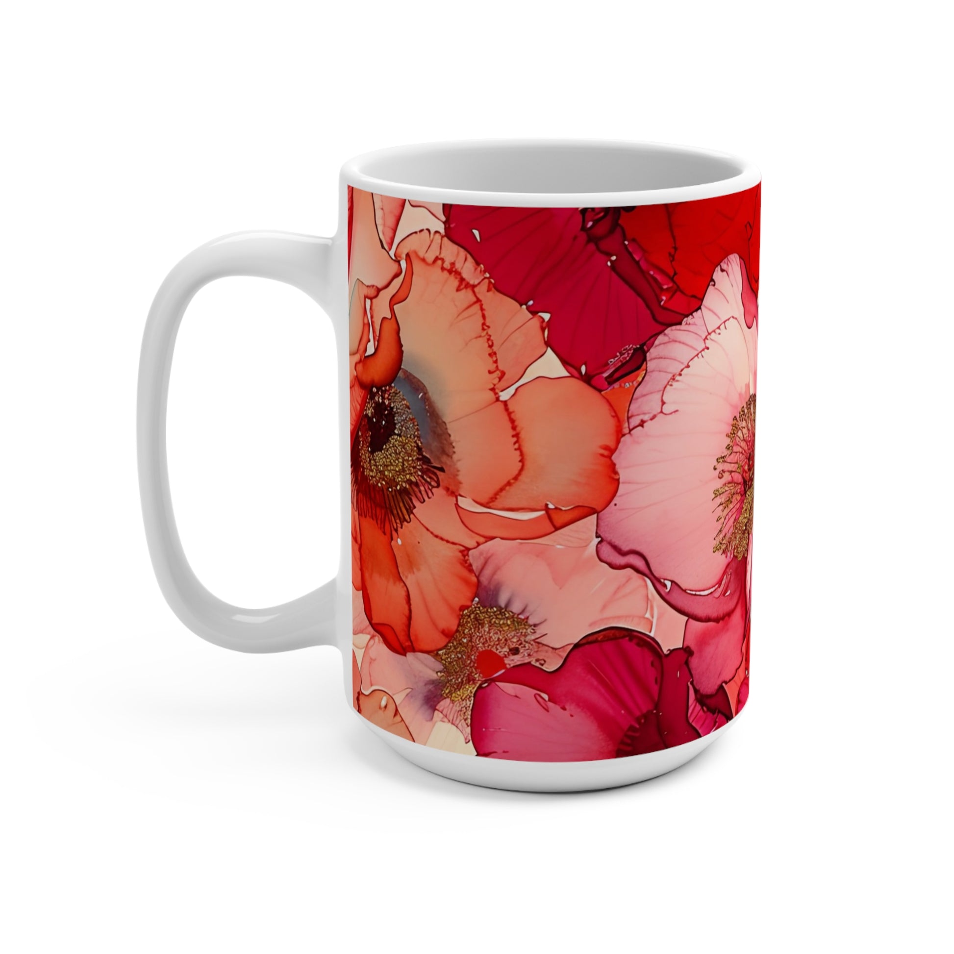 Vibrant Red Poppies Floral Art Mug