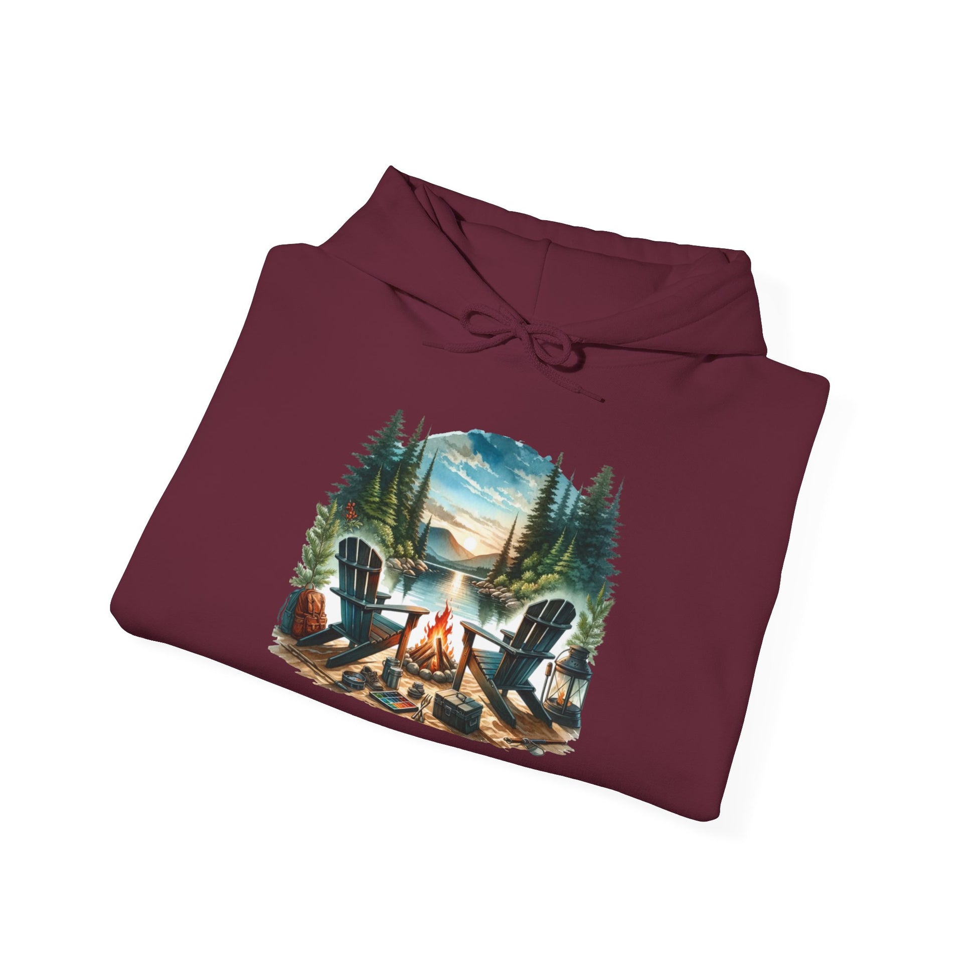 Lakeside Campfire Escape Hoodie – Cozy Outdoor Adventure Vibes