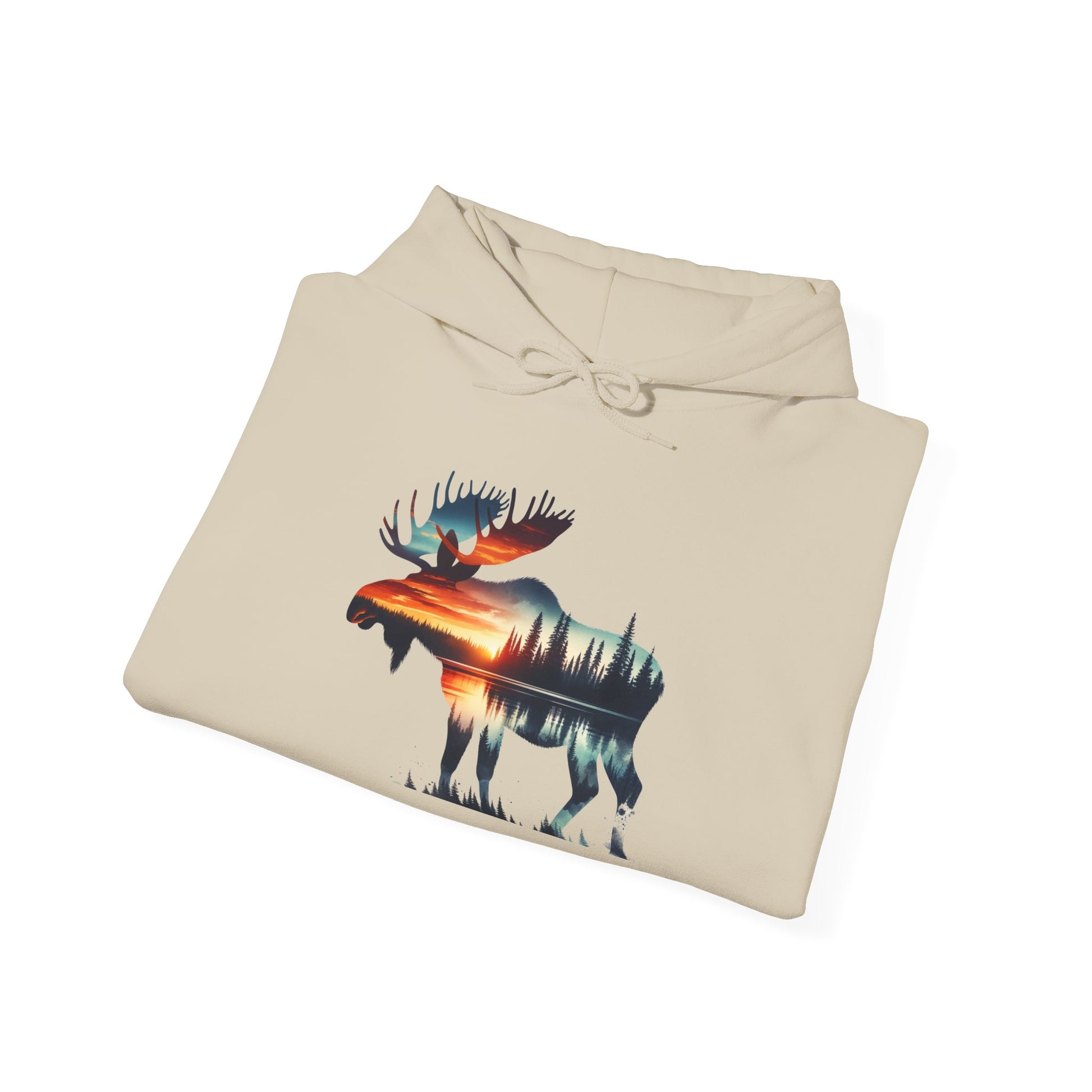 Sunset Wilderness Moose Hoodie – Nature’s Silhouette Adventure Wear
