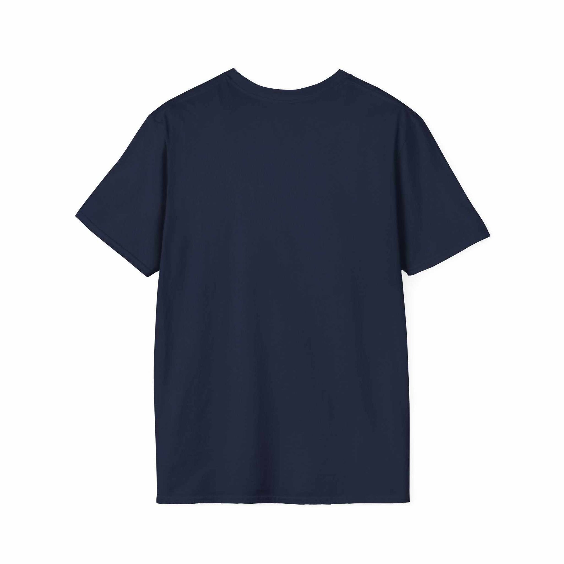 Navy blue Camping Adventure unisex T-shirt made of lightweight ring-spun cotton with a classic fit and crew neckline.